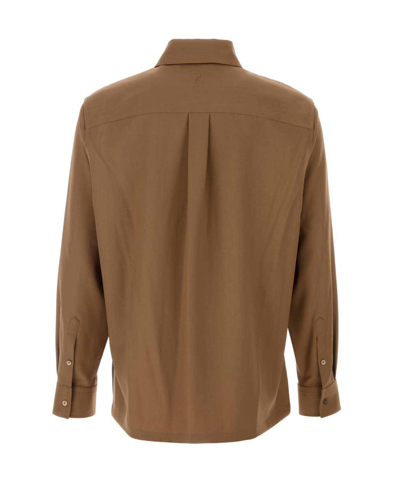 Fendi Camel Wool Shirt - TOBACCO