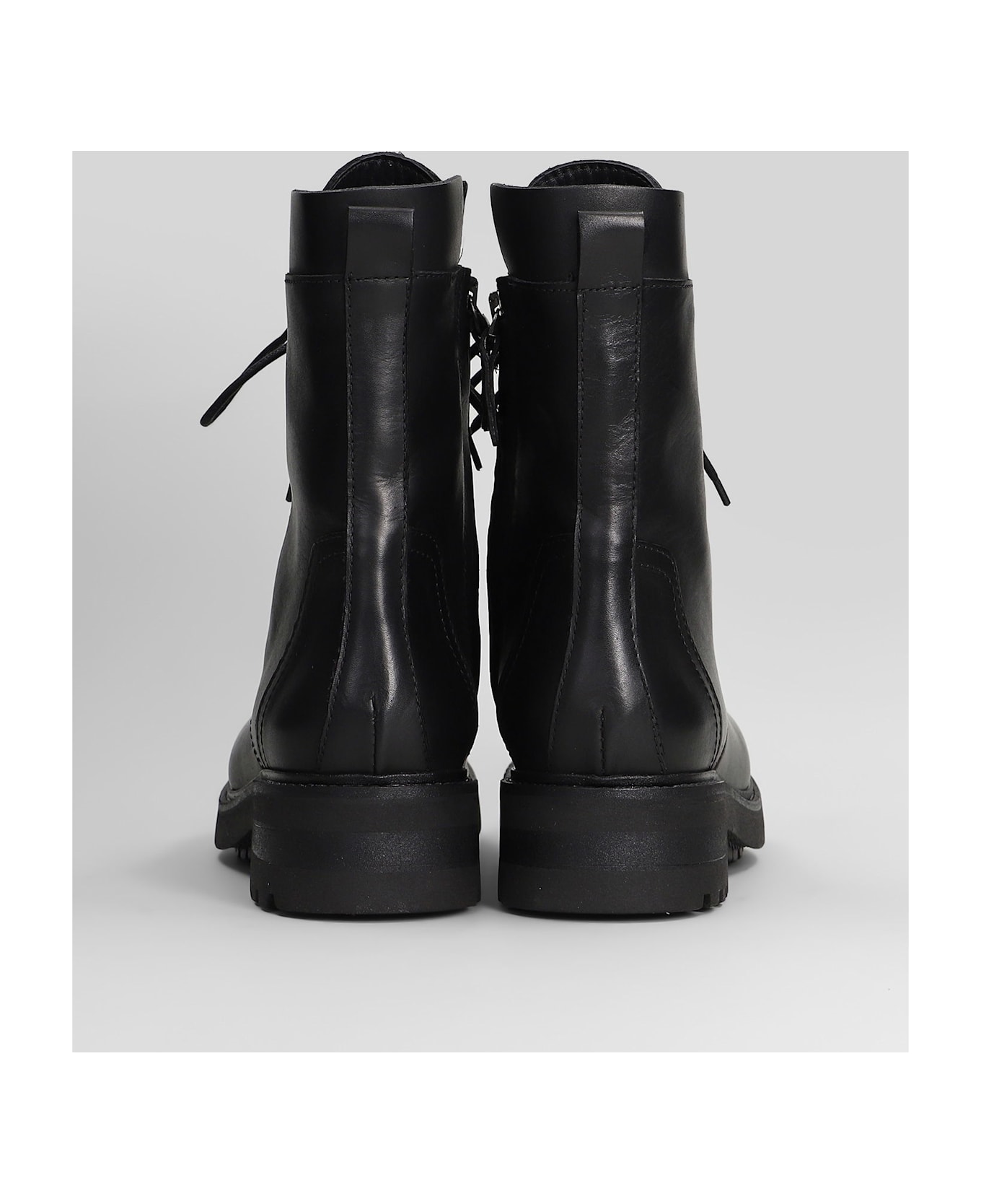Julie Dee Combat Boots In Black Leather - black