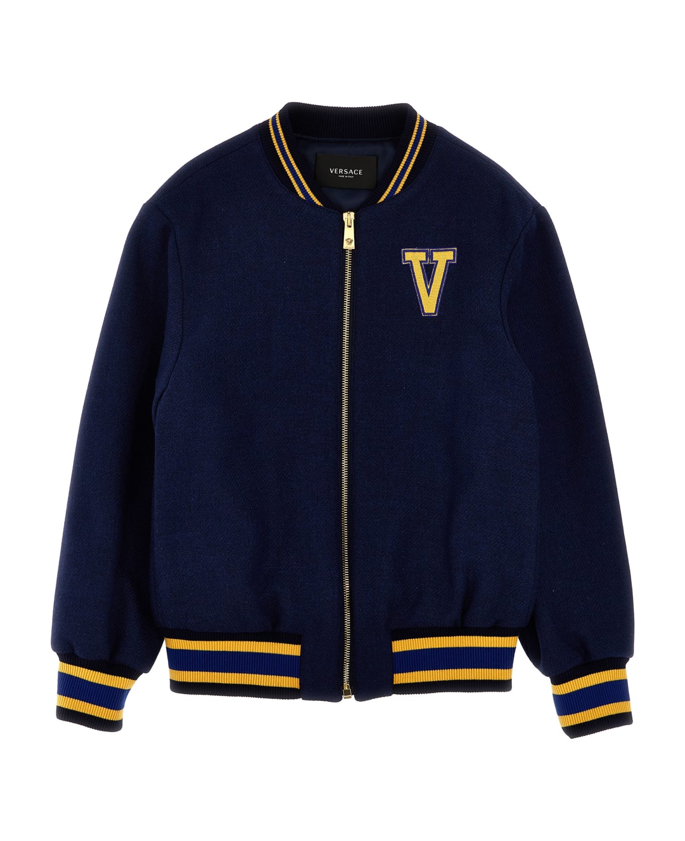 Versace Logo Embroidery Bomber Jacket - Blue コート＆ジャケット