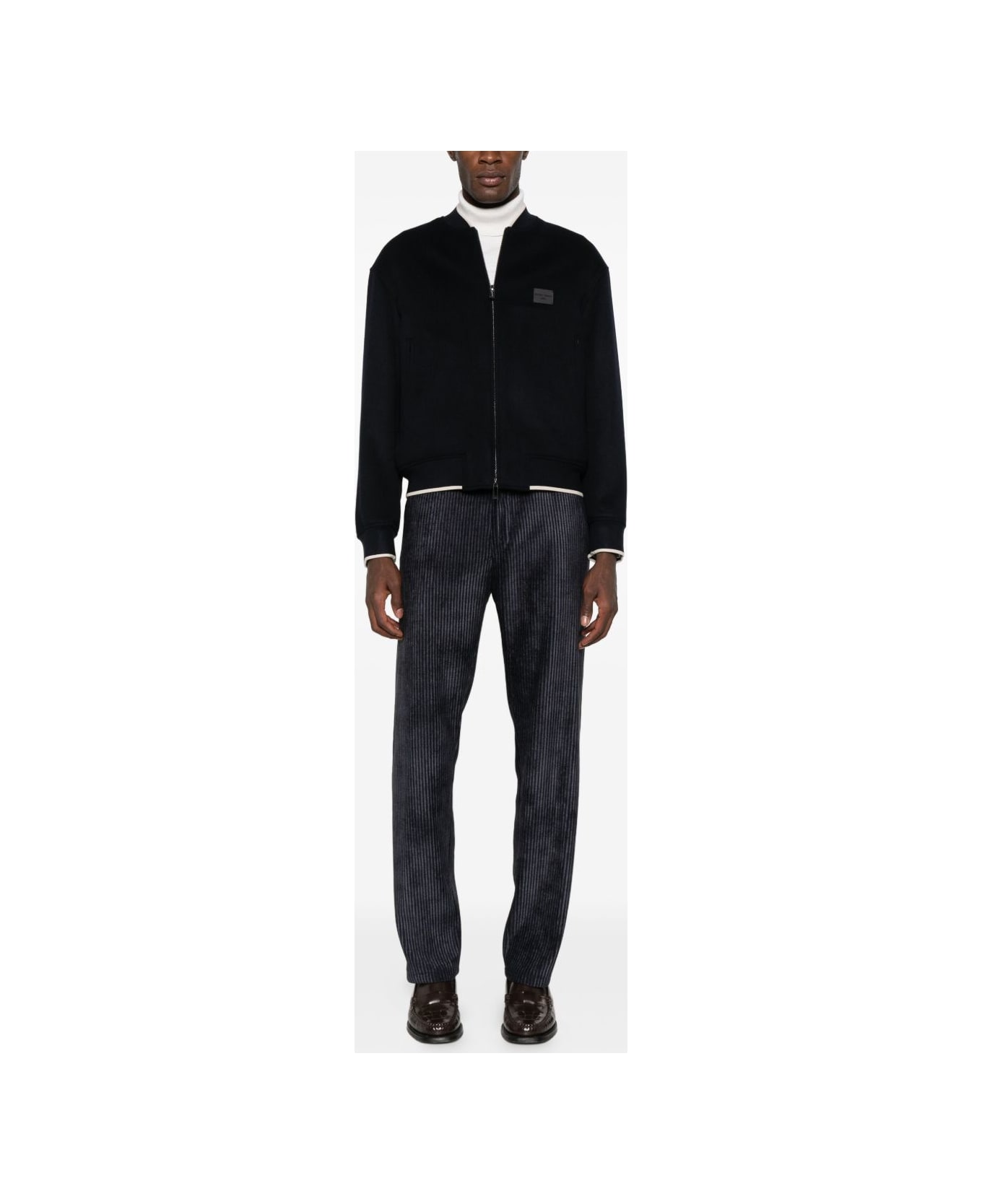 Emporio Armani Wool Bomber Jacket - Blue