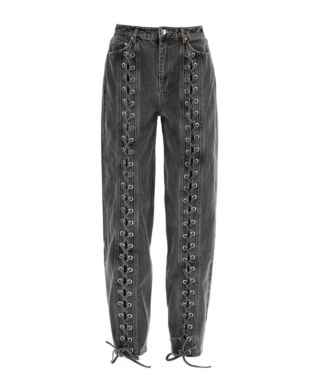 Rotate by Birger Christensen Denim Laced Leg Pant - BLACK (Black)