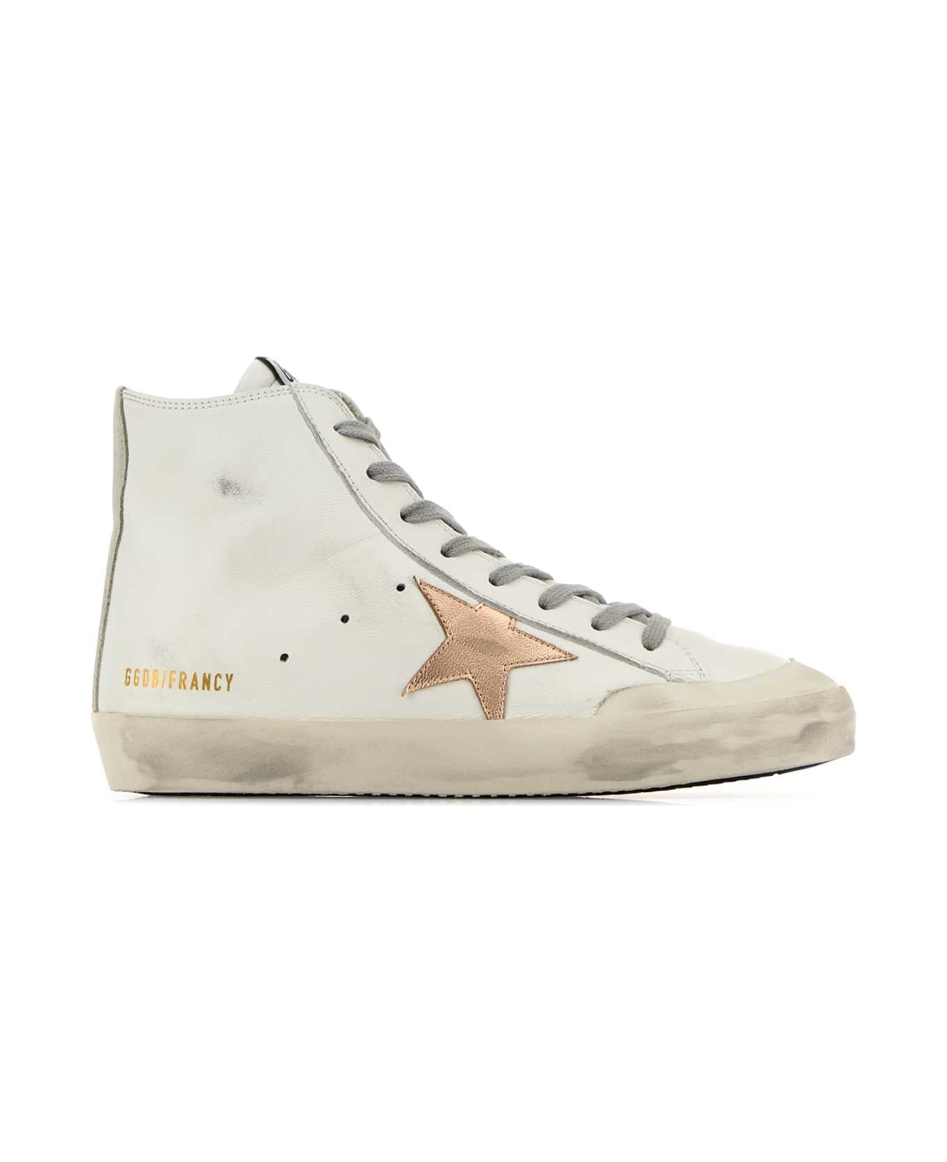 Golden Goose White Leather Francy Sneakers - WHITELIGHTBROWN