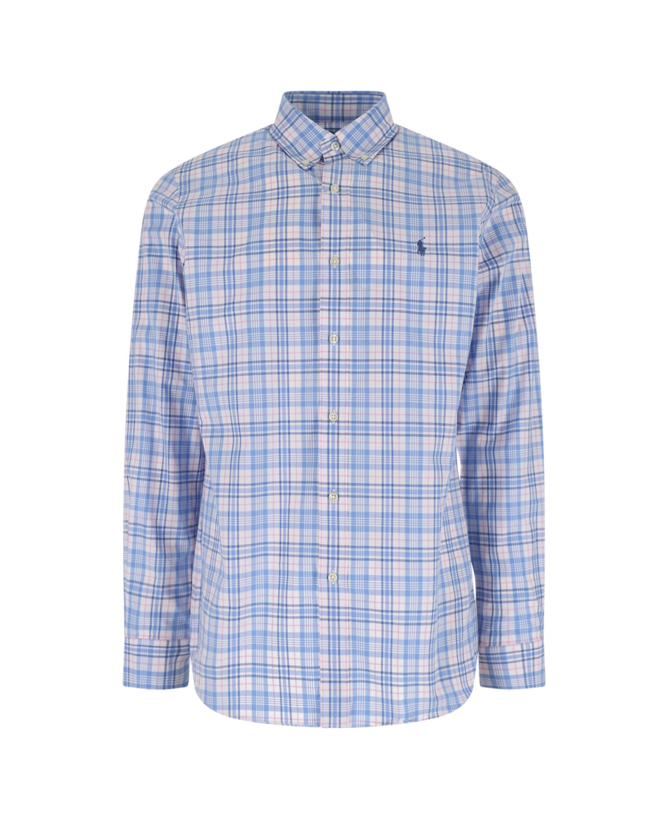 Polo Ralph Lauren Check Logo Shirt - Light Blue