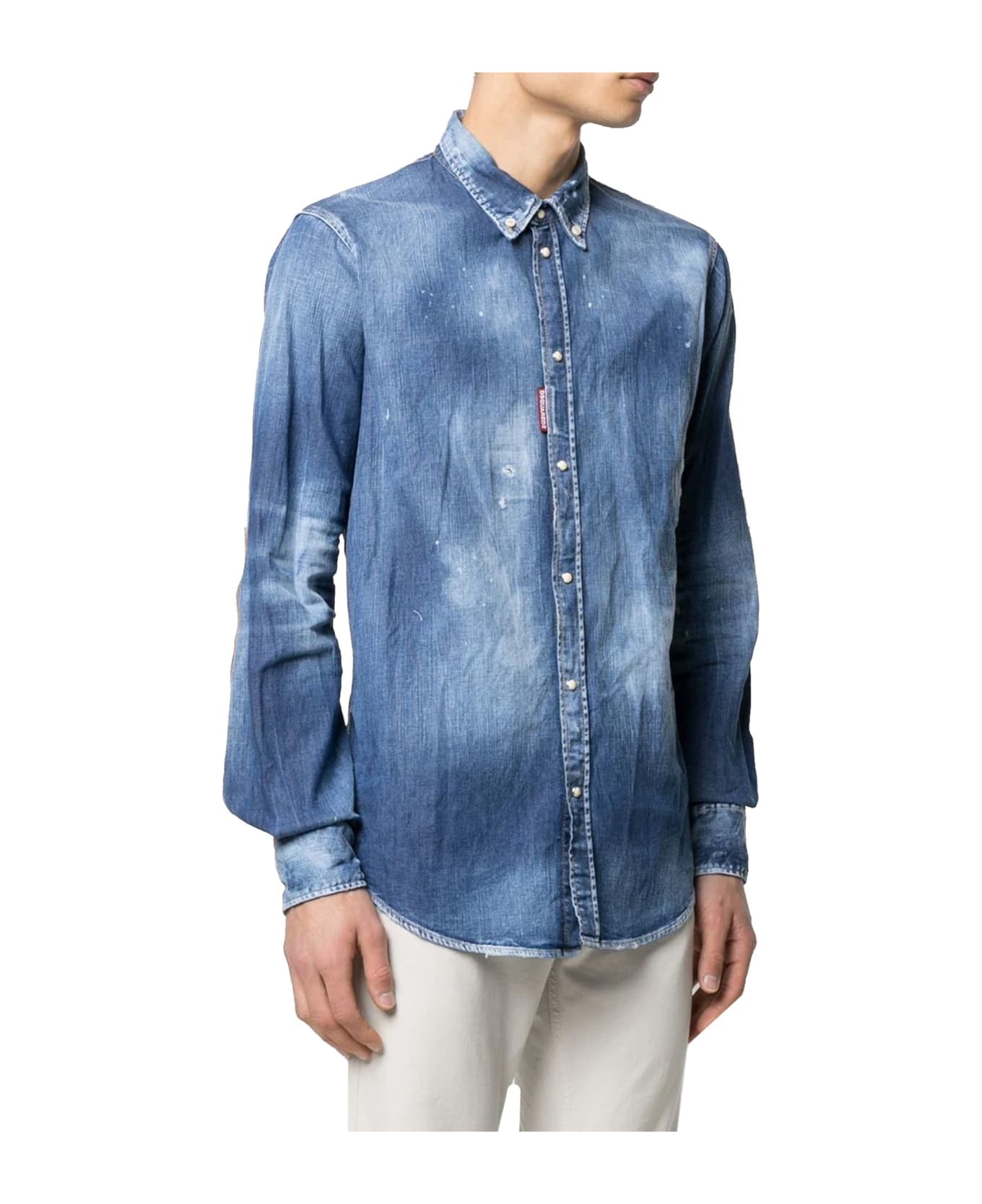 Dsquared2 Distressed Effect Denim Shirt - Blue シャツ