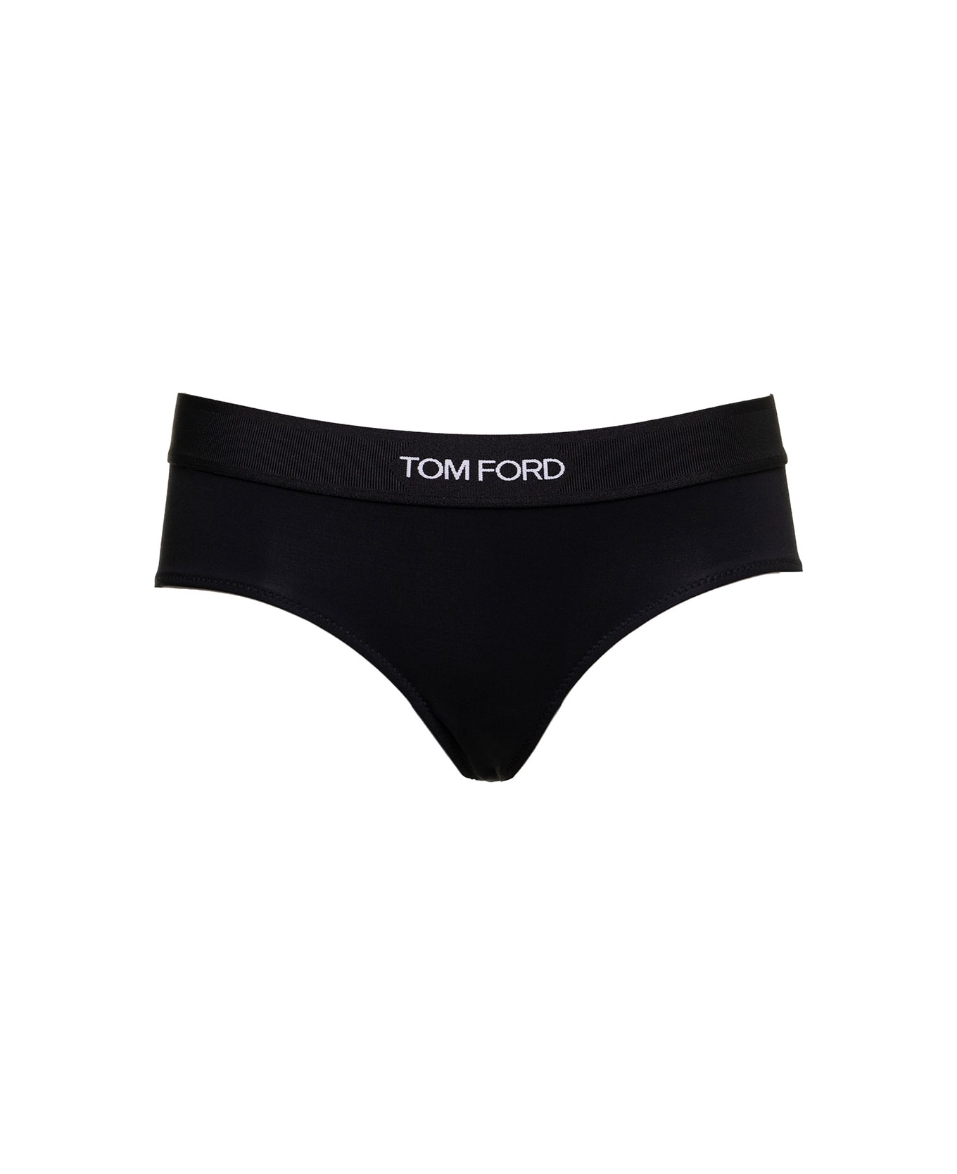 Tom Ford 'signature Boy Short' Black Briefs With Logo Waistband In Stretch-jersey Woman - Black ショーツ