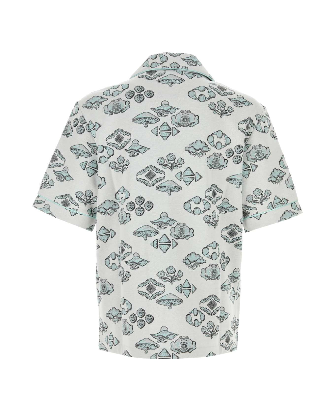 Casablanca Embroidered Stretch Jacquard Shirt - OFFWHITEMULTI