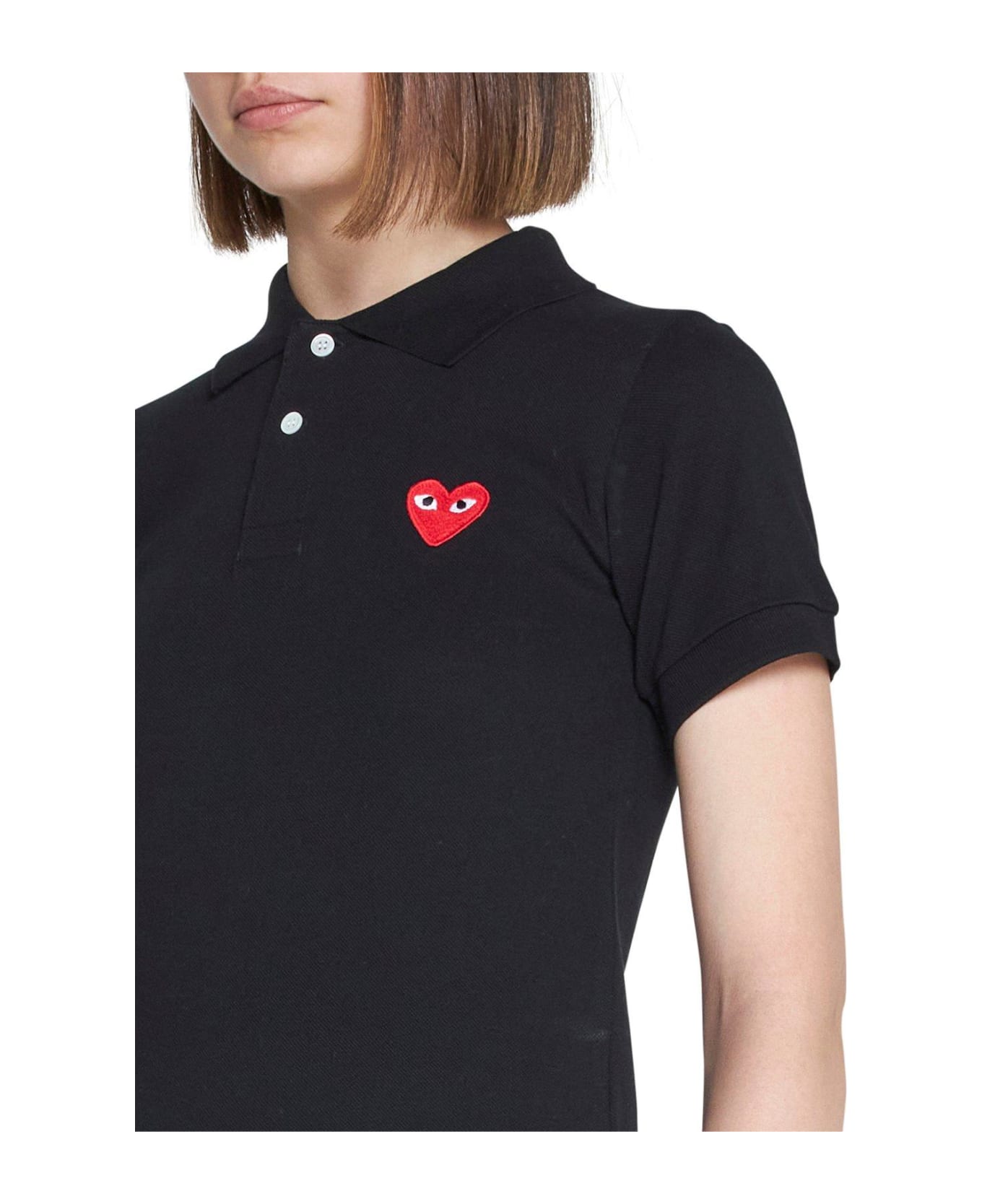 Comme des Garçons Heart Patch Polo Shirt - Black