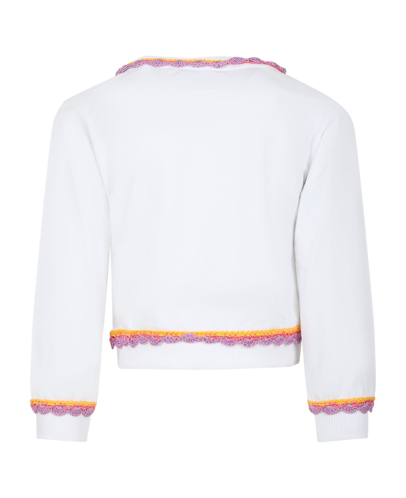 Moschino White Sweatshirt For Girl With Embroidered Logo - White ニットウェア＆スウェットシャツ