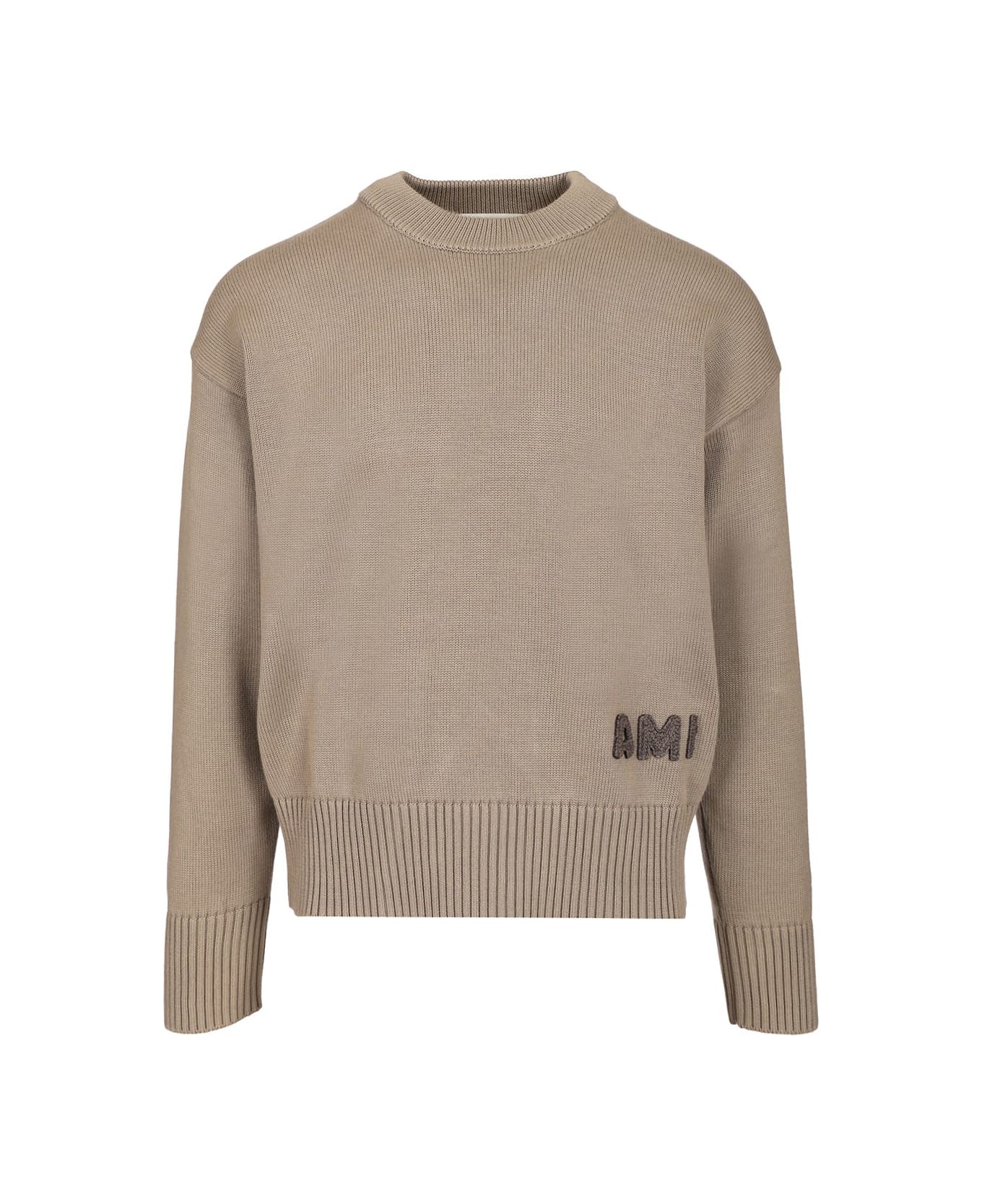 Ami Alexandre Mattiussi Sweater With Embroidered Logo - GREY