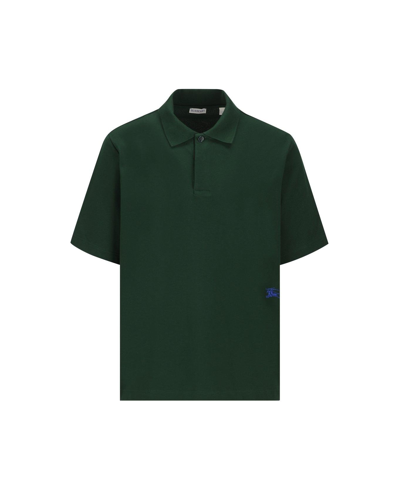 Burberry Logo-embroidered Short Sleeved Polo Shirt - Ivy