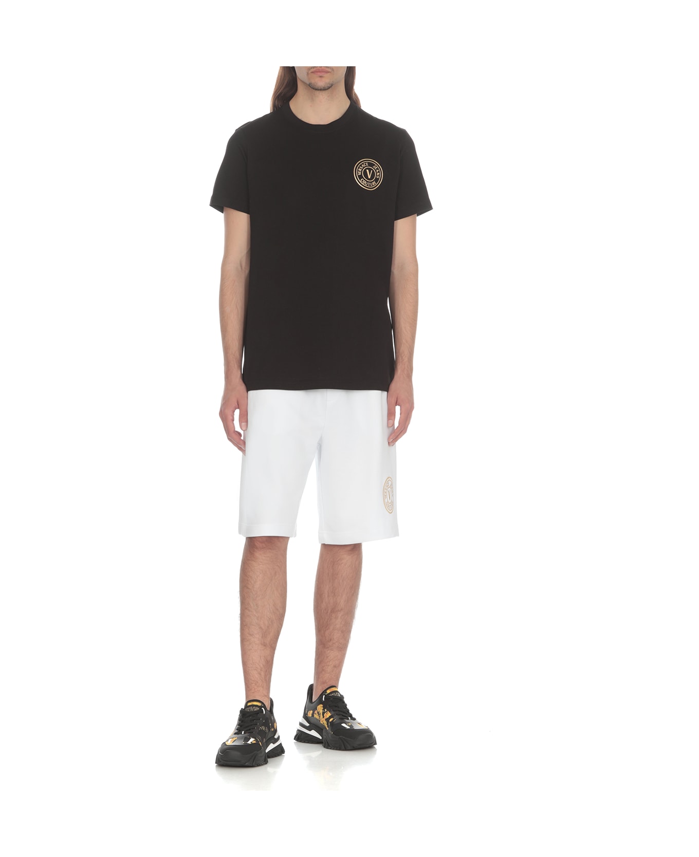 Versace Jeans Couture Bermuda Shorts With Vemblem Logo - White