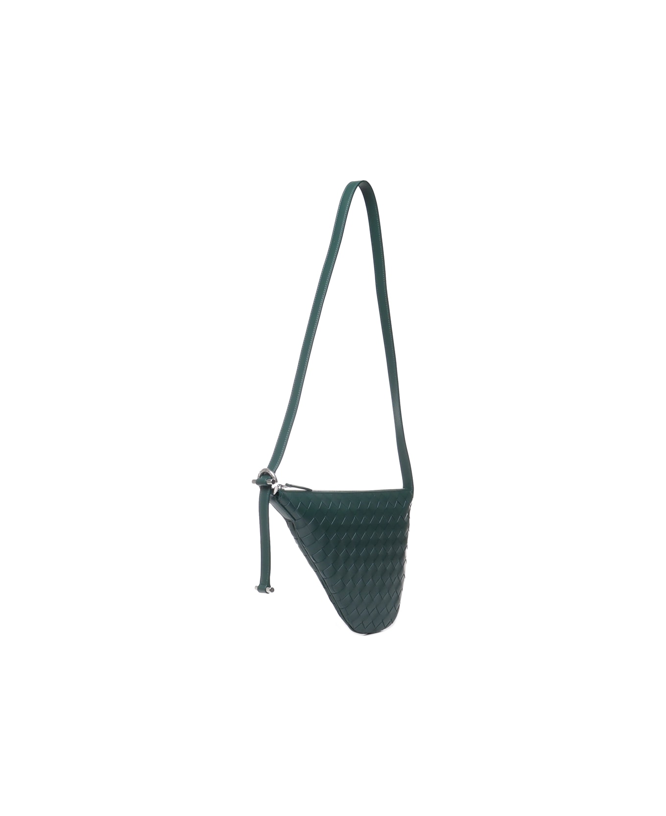 Bottega Veneta Small Virgule Bag In Calfskin - Emerald green-silver