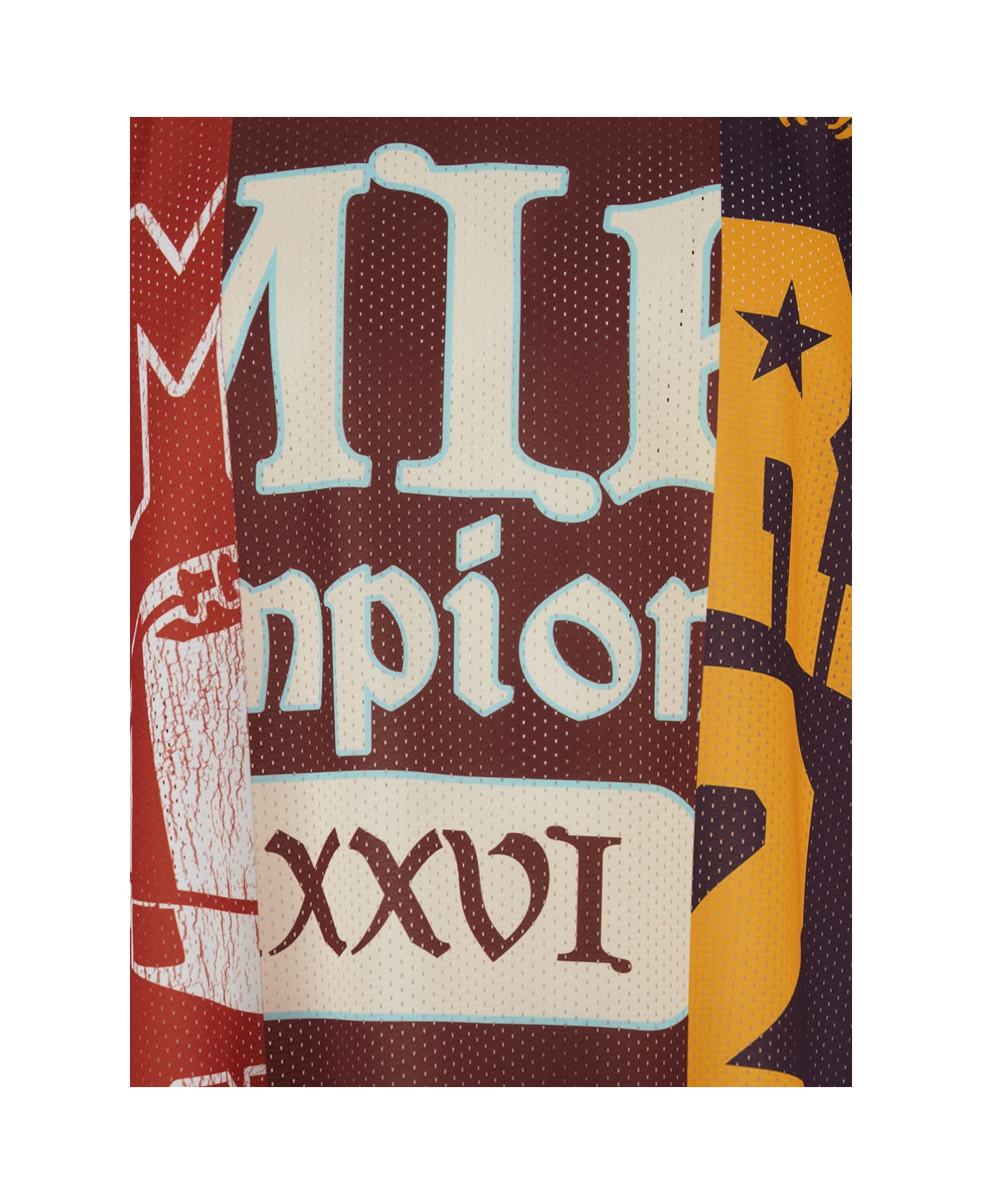 AMIRI Red T-shirt With Maxi Graphic Print And V Neck In Tech Fabric Man - Red