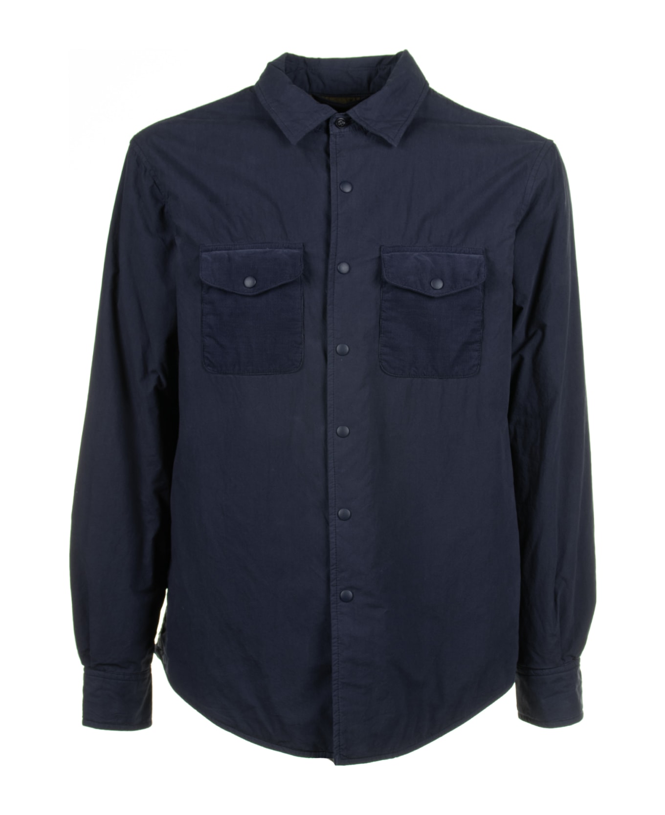 Aspesi Navy Blue Jacket With Buttons And Pockets - BLUE