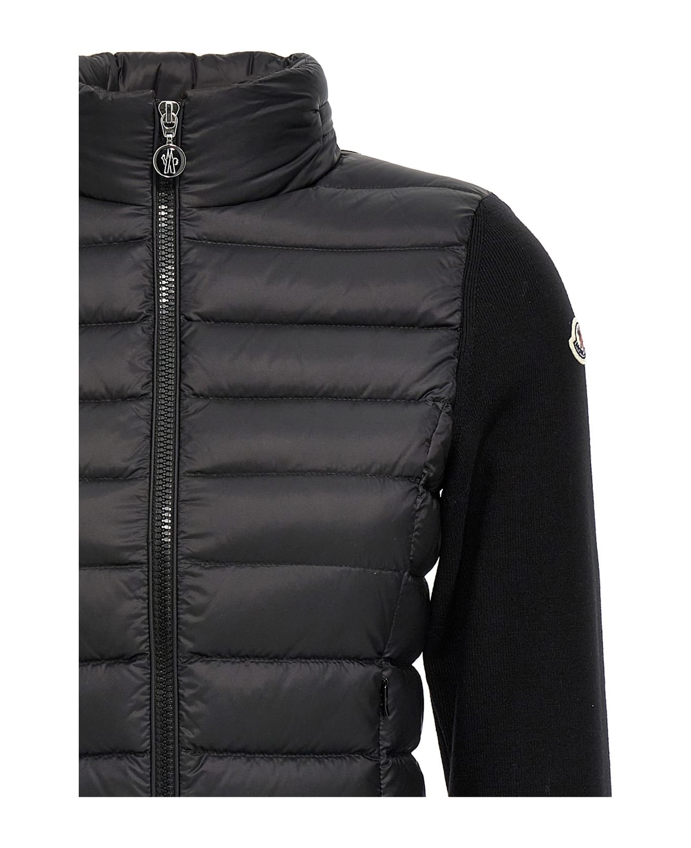 Moncler Two-material Cardigan - NERO