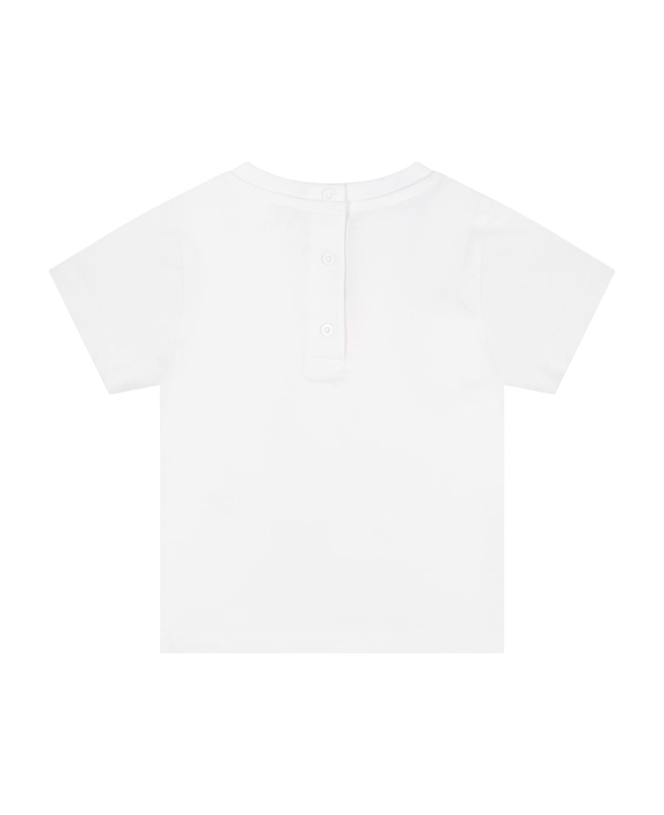Balmain White T-shirt For Baby Girl With Logo - White