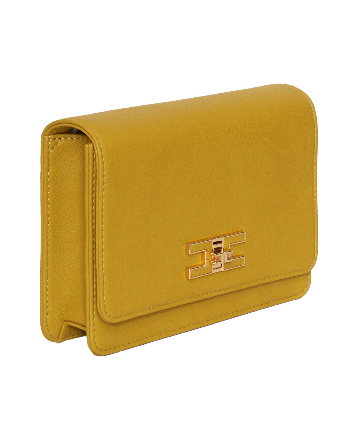 Elisabetta Franchi Groumette Chain Small Shoulder Bag - YELLOW