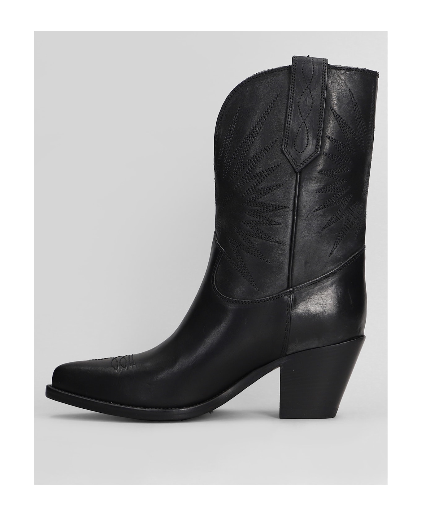 Golden Goose 70 Wish Star Texan Boots In Black Leather - black