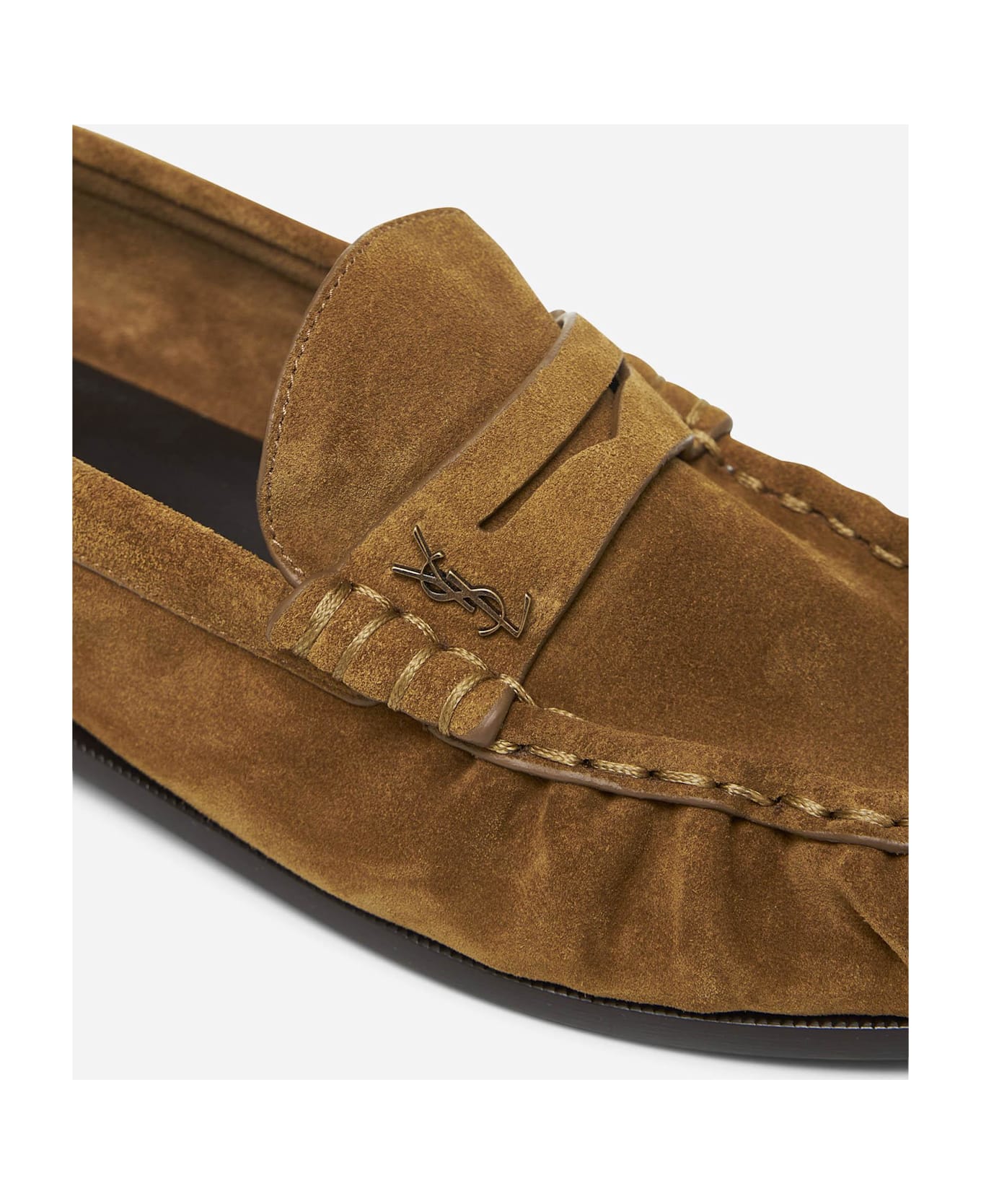 Saint Laurent Cognac Suede Le Loafer Loafers - Cuoio