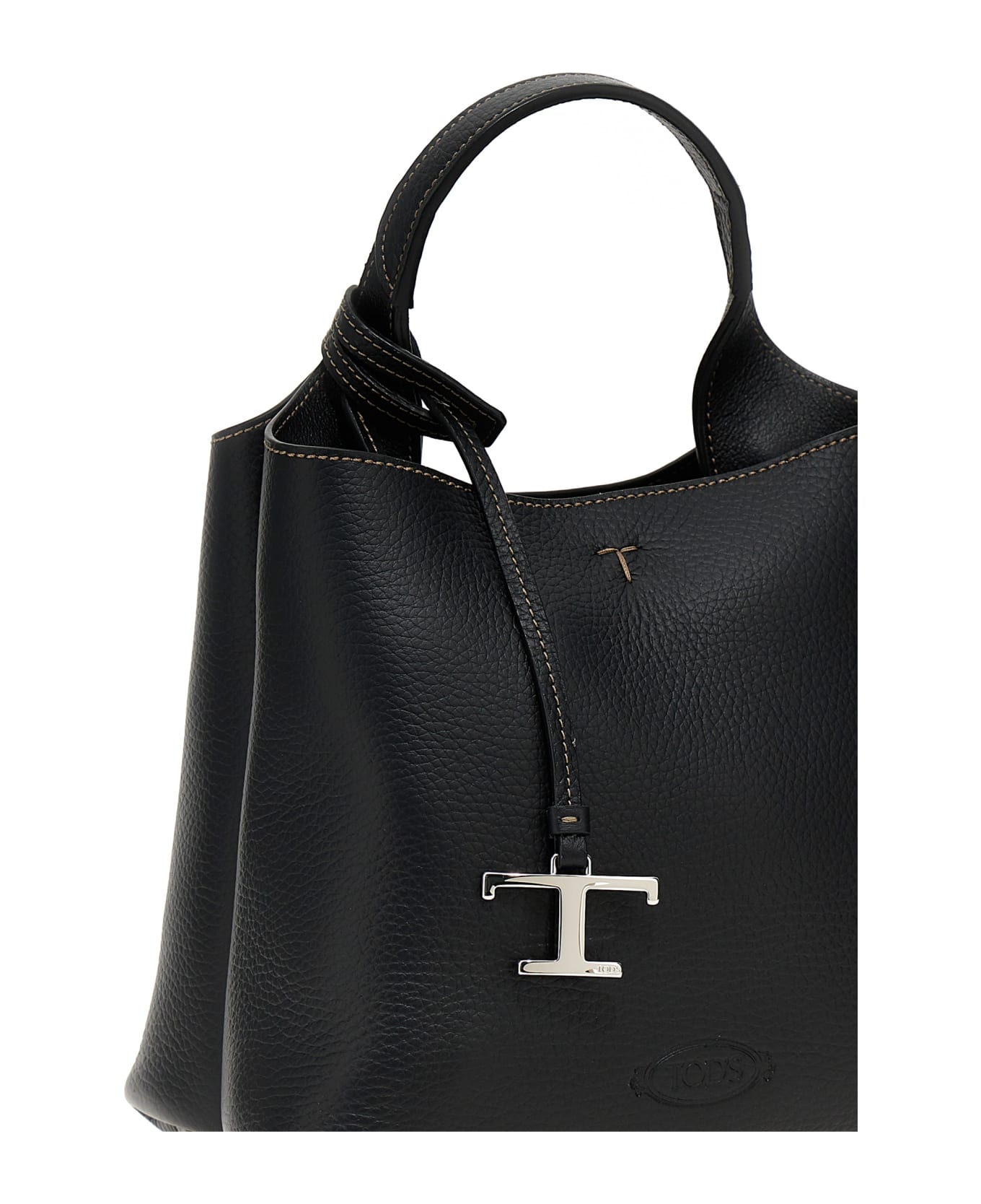 Tod's T Logo Plaque Tote Bag - Black