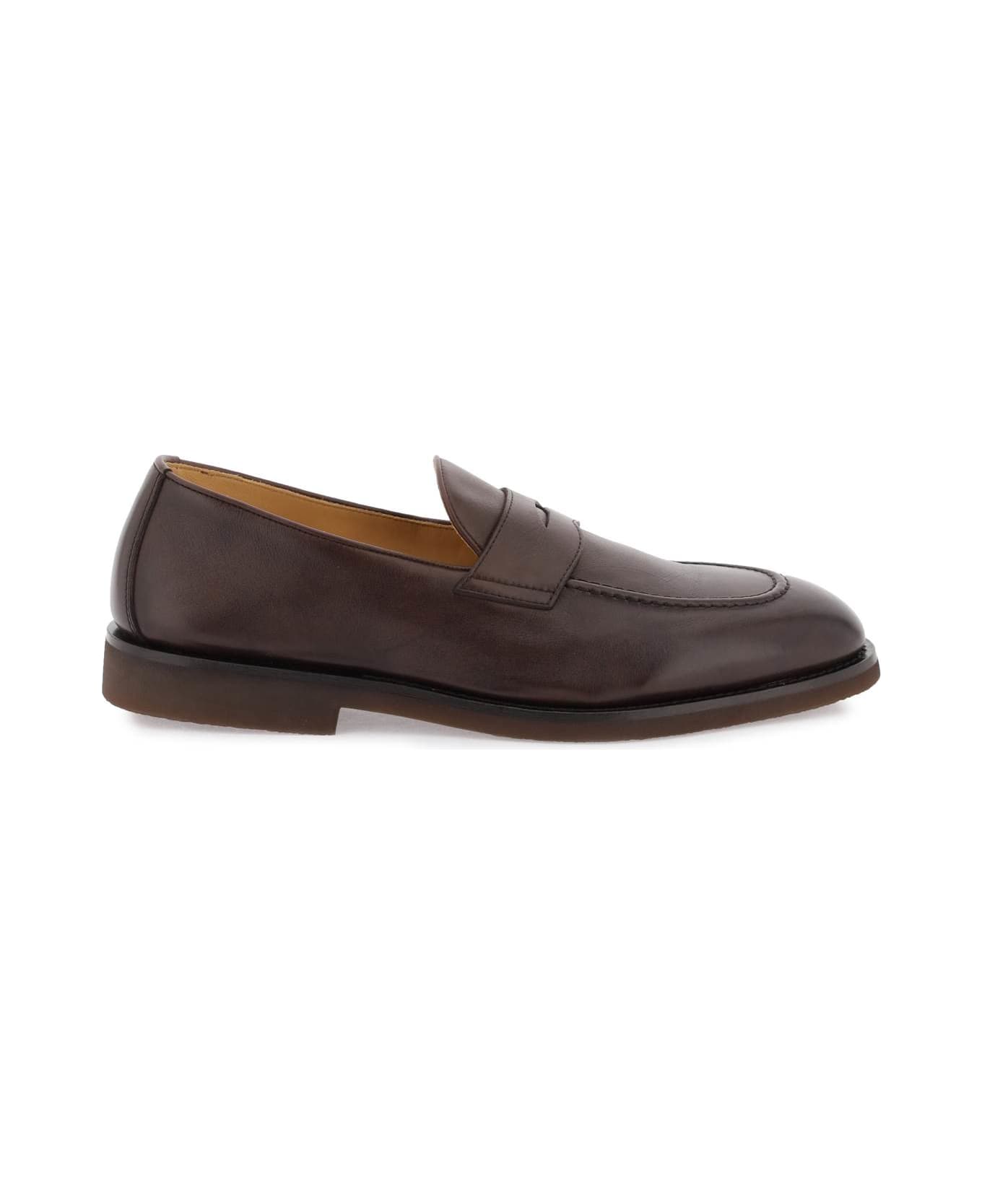 Brunello Cucinelli Leather Penny Loafers - ESPRESSO (Brown) ローファー＆デッキシューズ