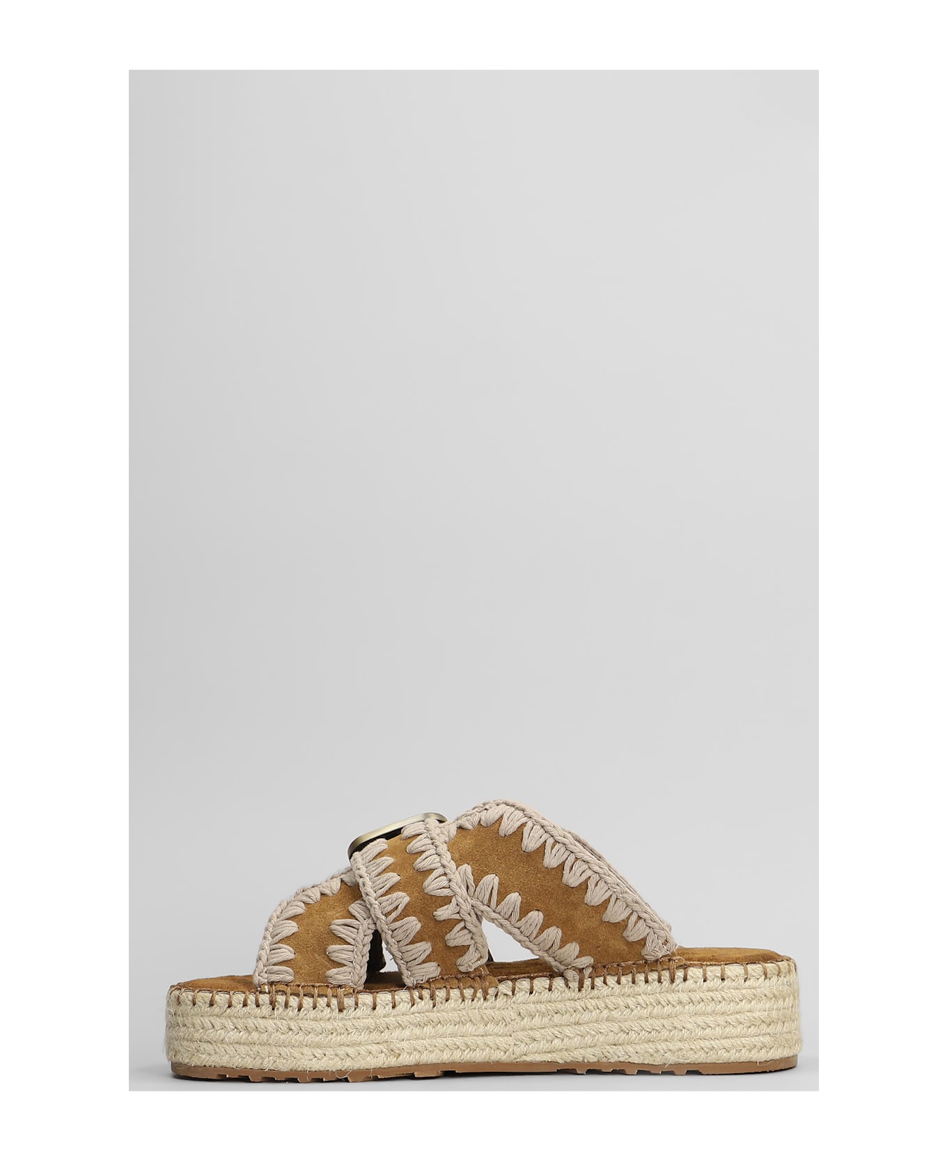 Mou Jute Sandal Sandals In Leather Color Suede - leather color