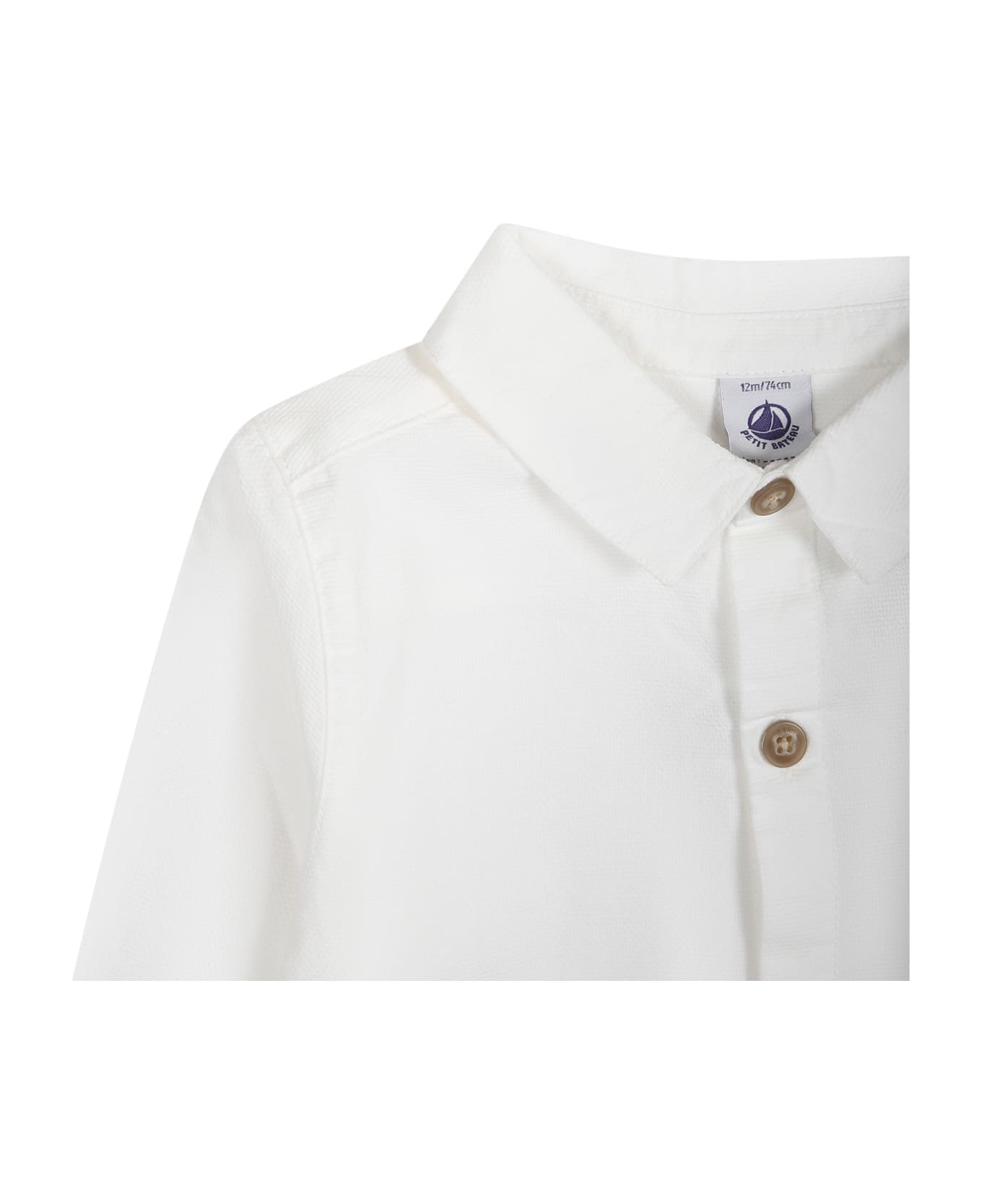 Petit Bateau White Shirt For Baby Boy With Logo - White