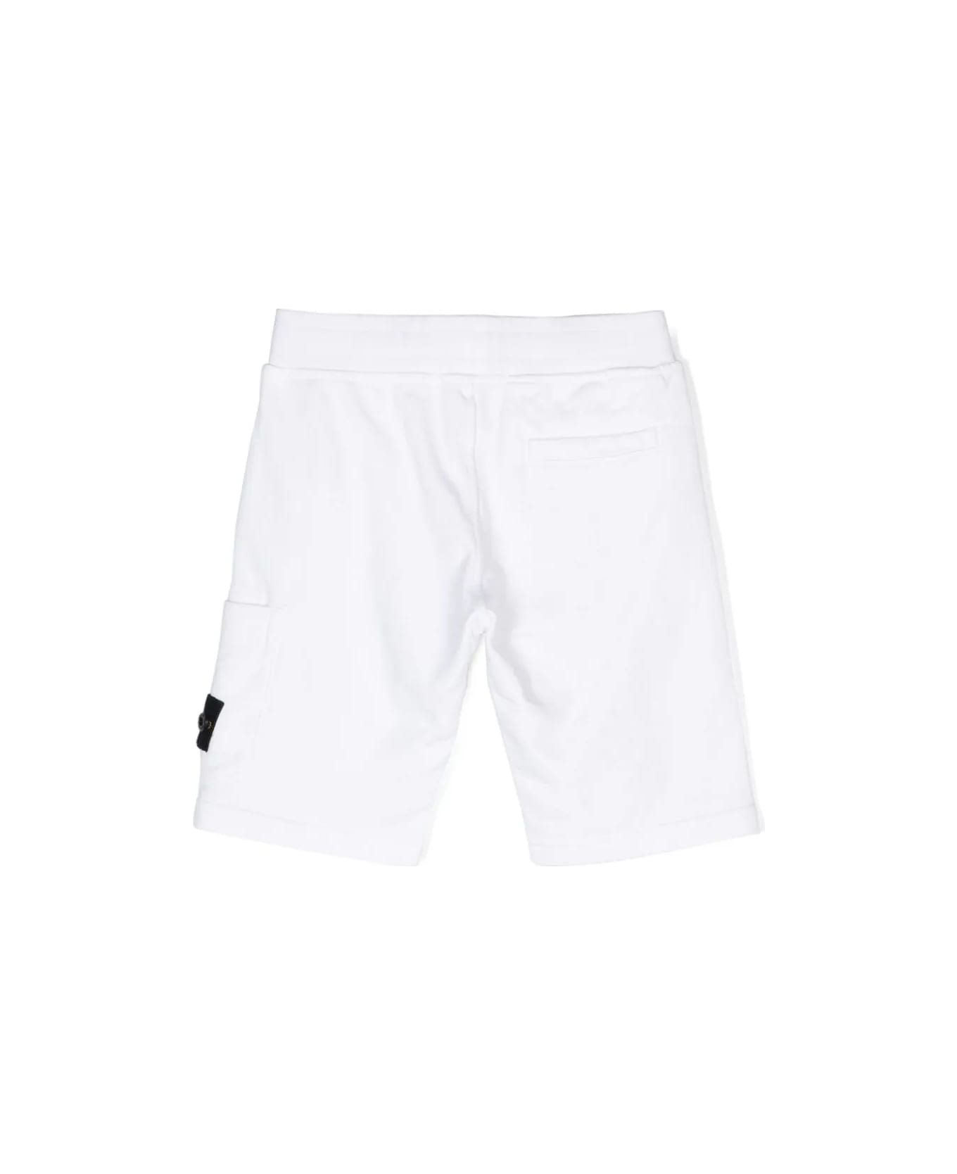 Stone Island Junior White Sports Shorts With Logo ボトムス