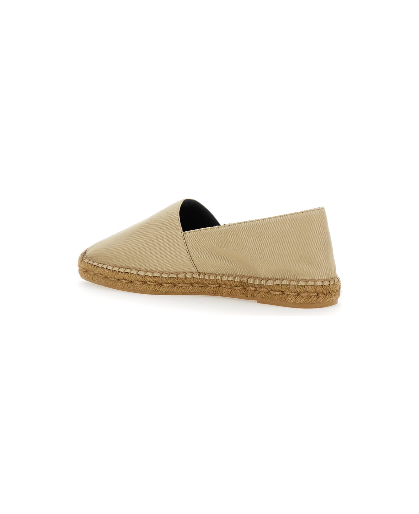 Saint Laurent Beige Espadrilles With Tonal Cassandre Embroidery On The Front And Almond Toe In Cotton Man - Brown