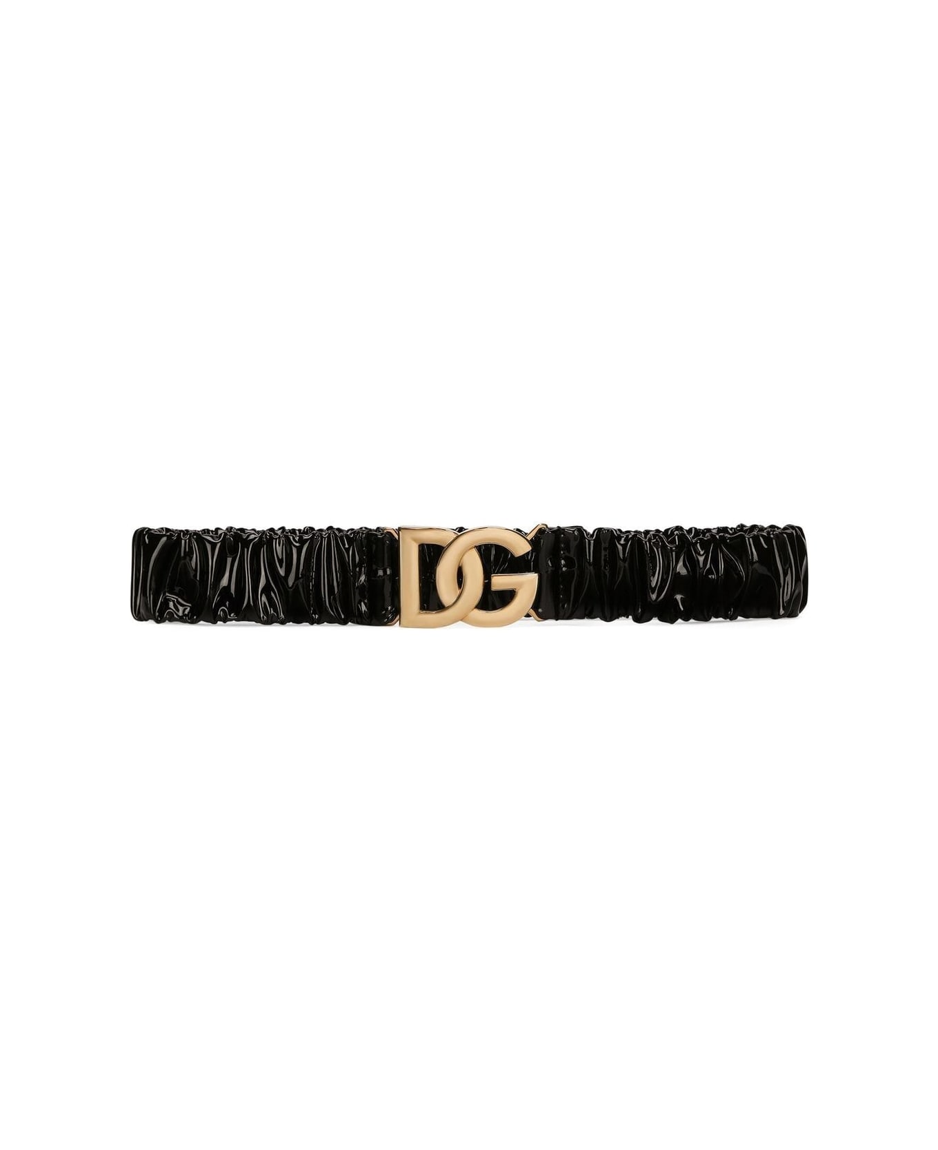 Dolce & Gabbana Dg-logo Patent Leather Belt - Nero