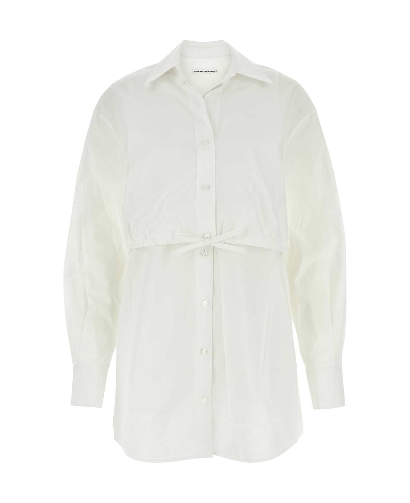 T by Alexander Wang White Poplin Shirt Dress - White シャツ