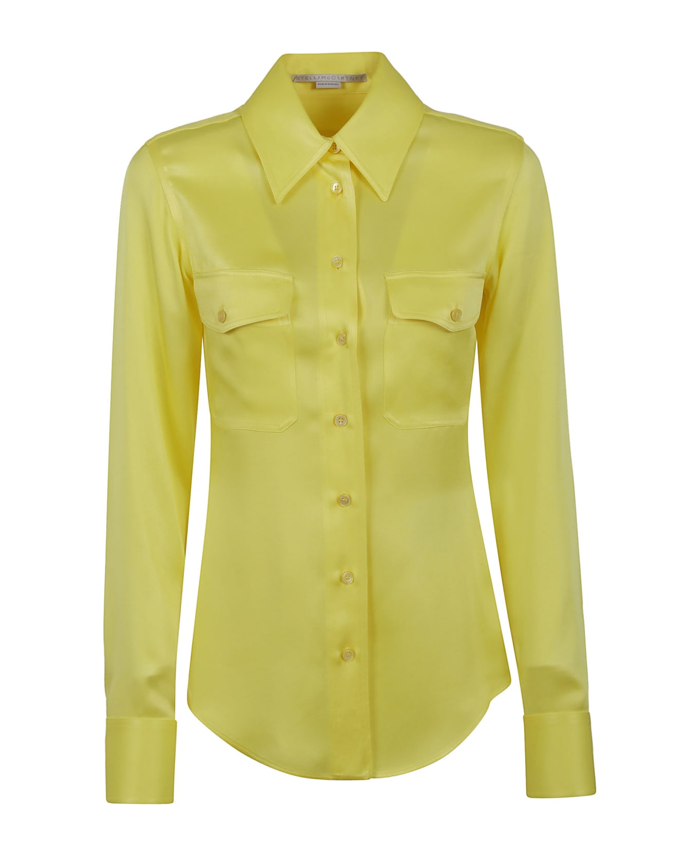 Stella McCartney Satin Shirt With Double Pocket - Lemon