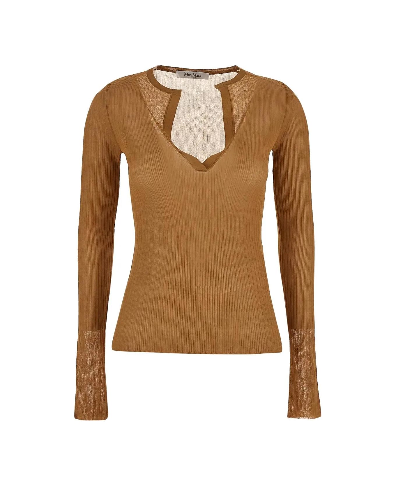 Max Mara Pleated Top - Leather Brown