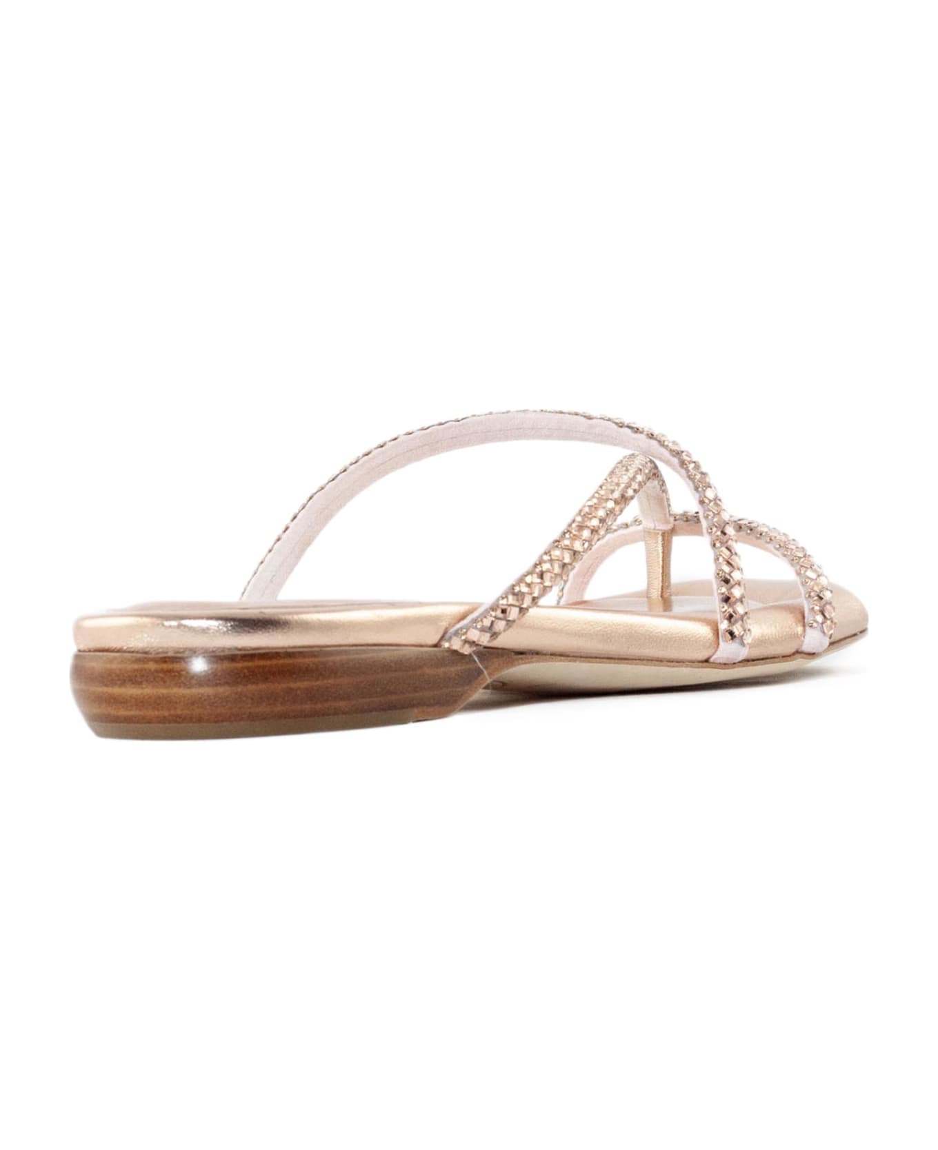Ash Gold-tone Leather Rubis Low Sandals - Golden