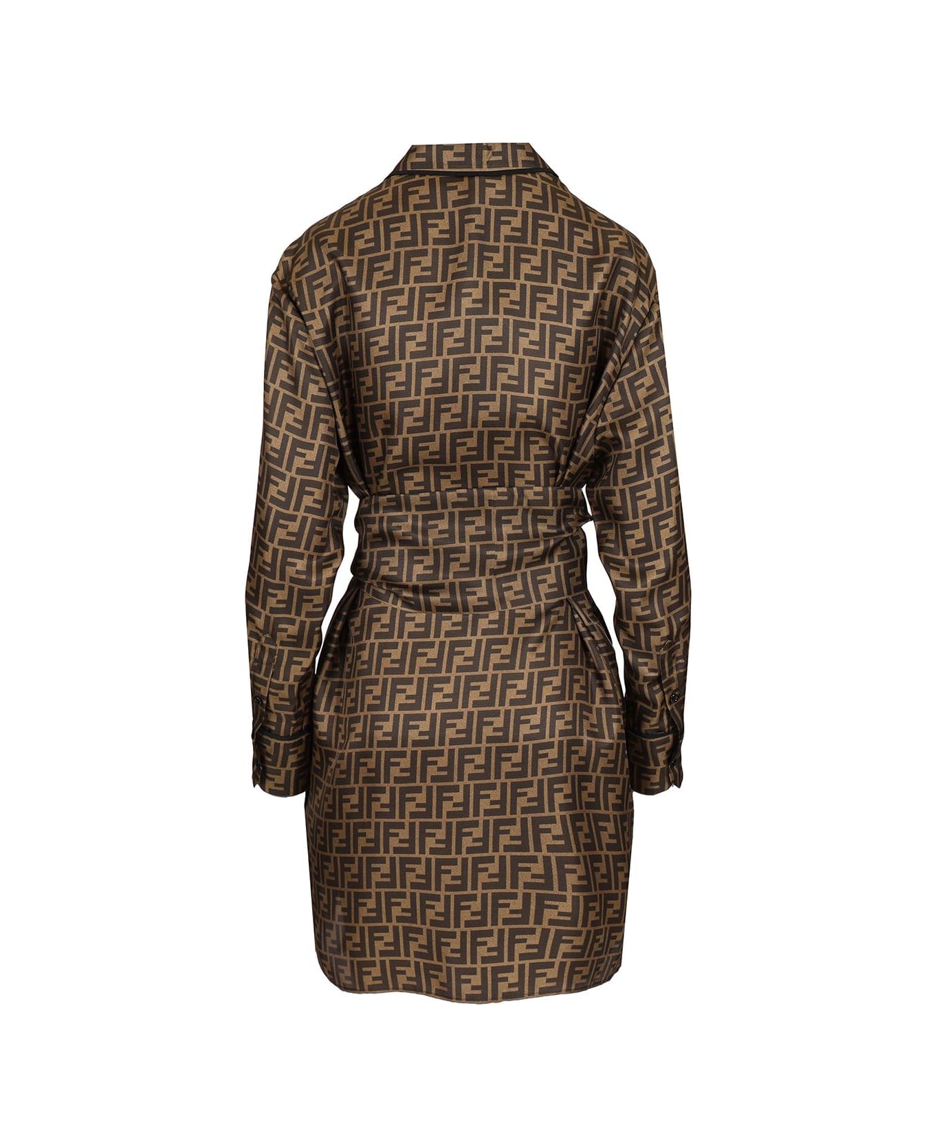 Fendi Silk Twill Dress - Brown
