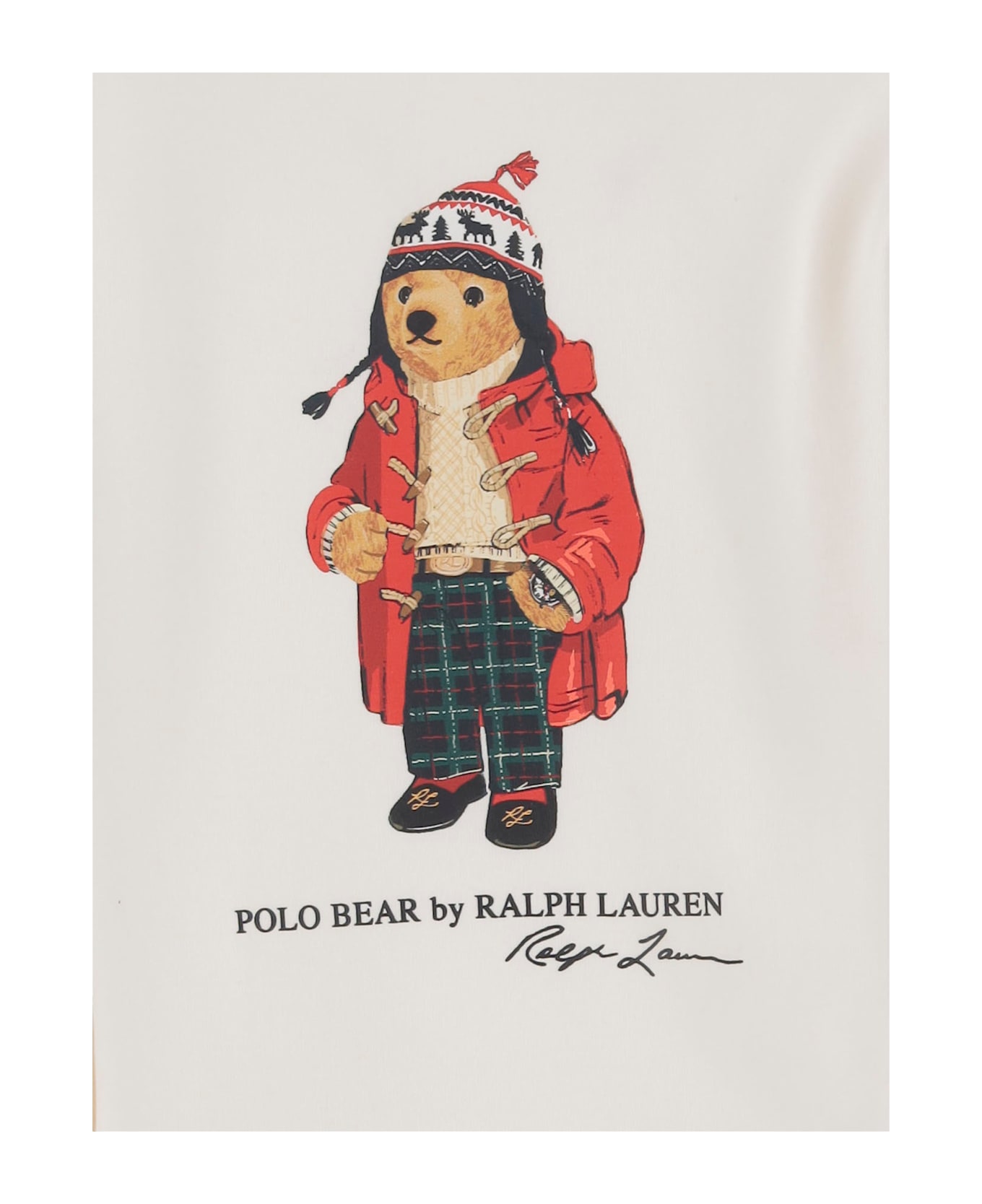 Ralph Lauren Cotton Blend Sweatshirt With Polo Bear Pattern - Cream