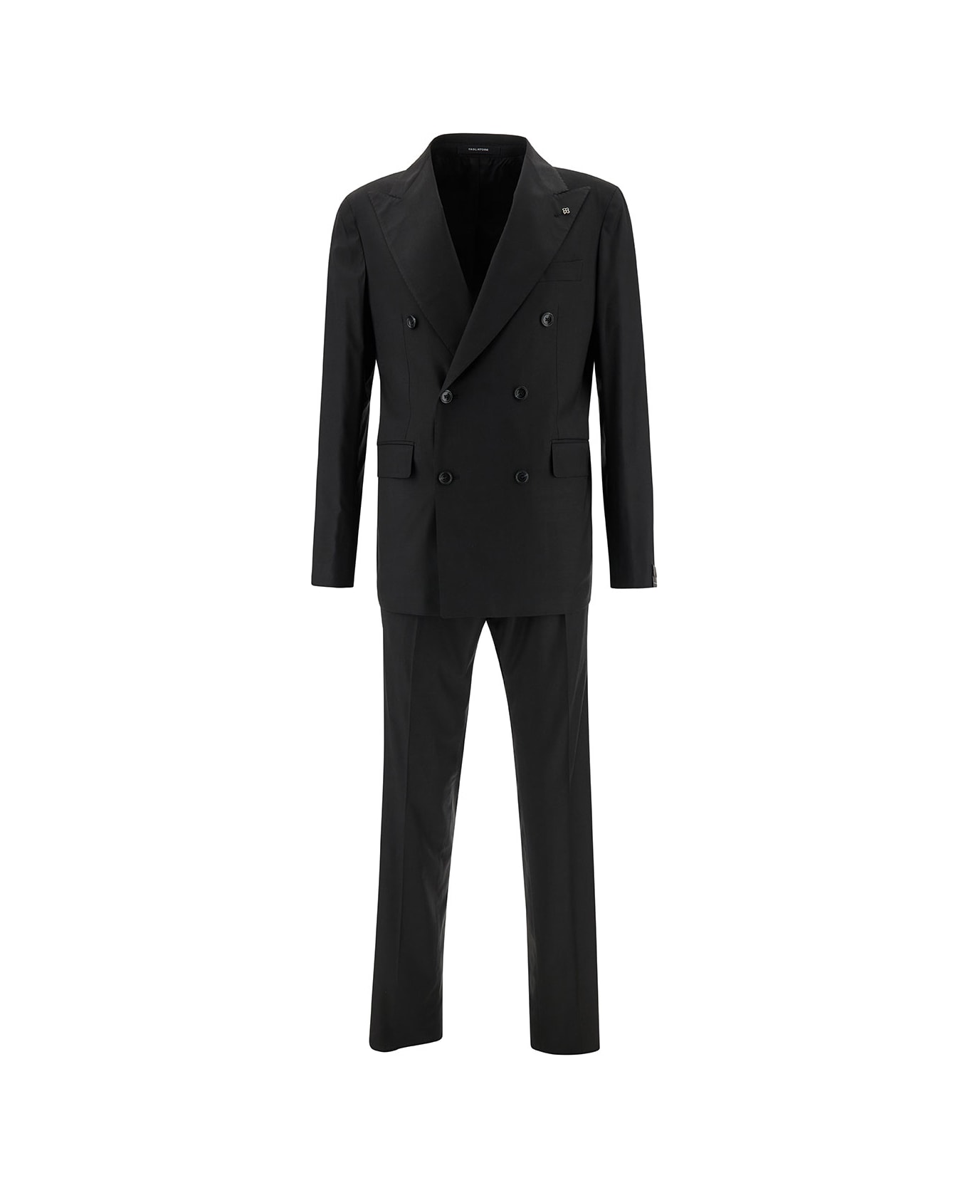 Tagliatore Black Double-breasted Jacket With Peak Revers In Wool Blend Man - Black スーツ