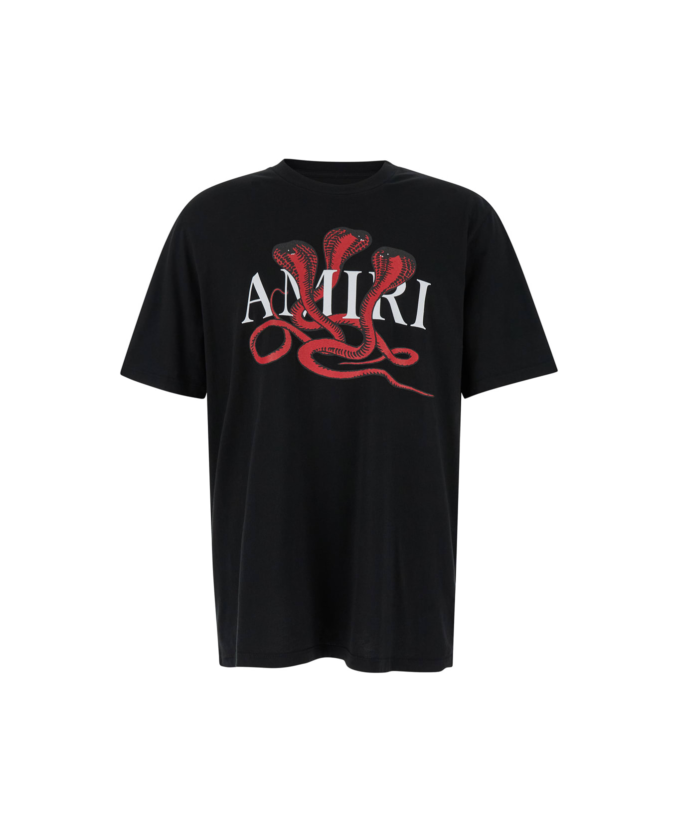 AMIRI Black T-shirt With Logo And Snake Print In Cotton Man