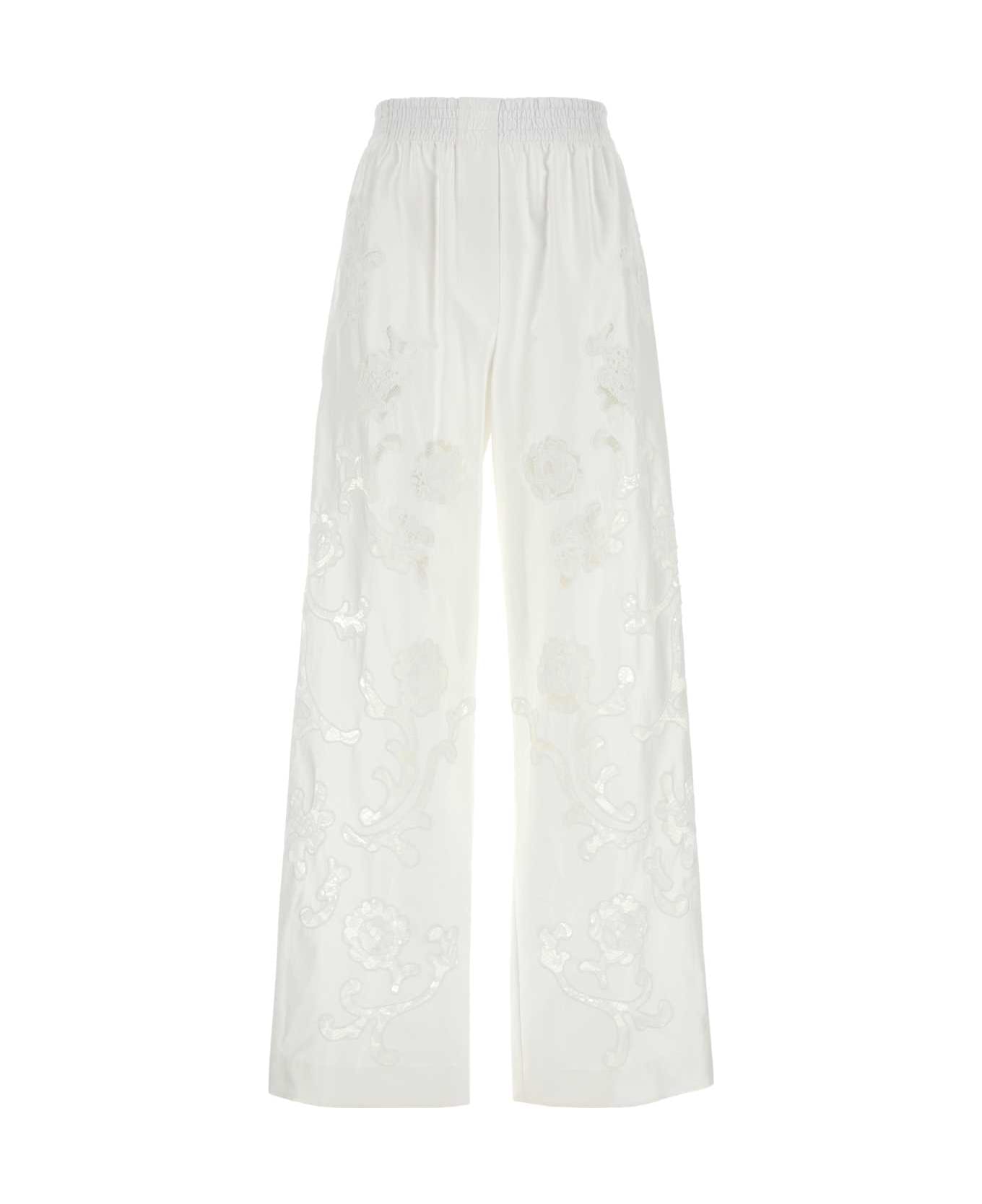 Magda Butrym White Poplin Wide-leg Pant - WHITE