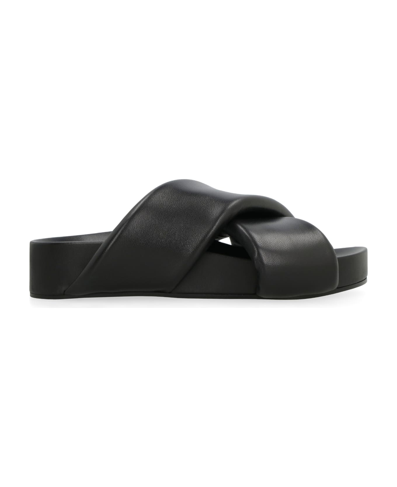 Jil Sander Leather Slides - black