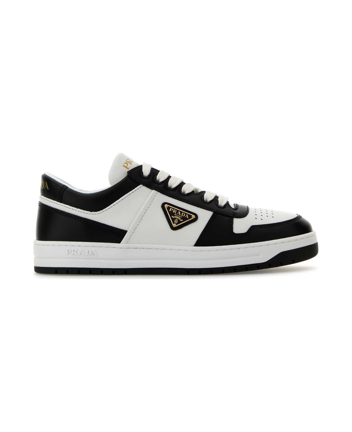 Prada Two-tone Leather Downtown Sneakers - BIANCO+NERO