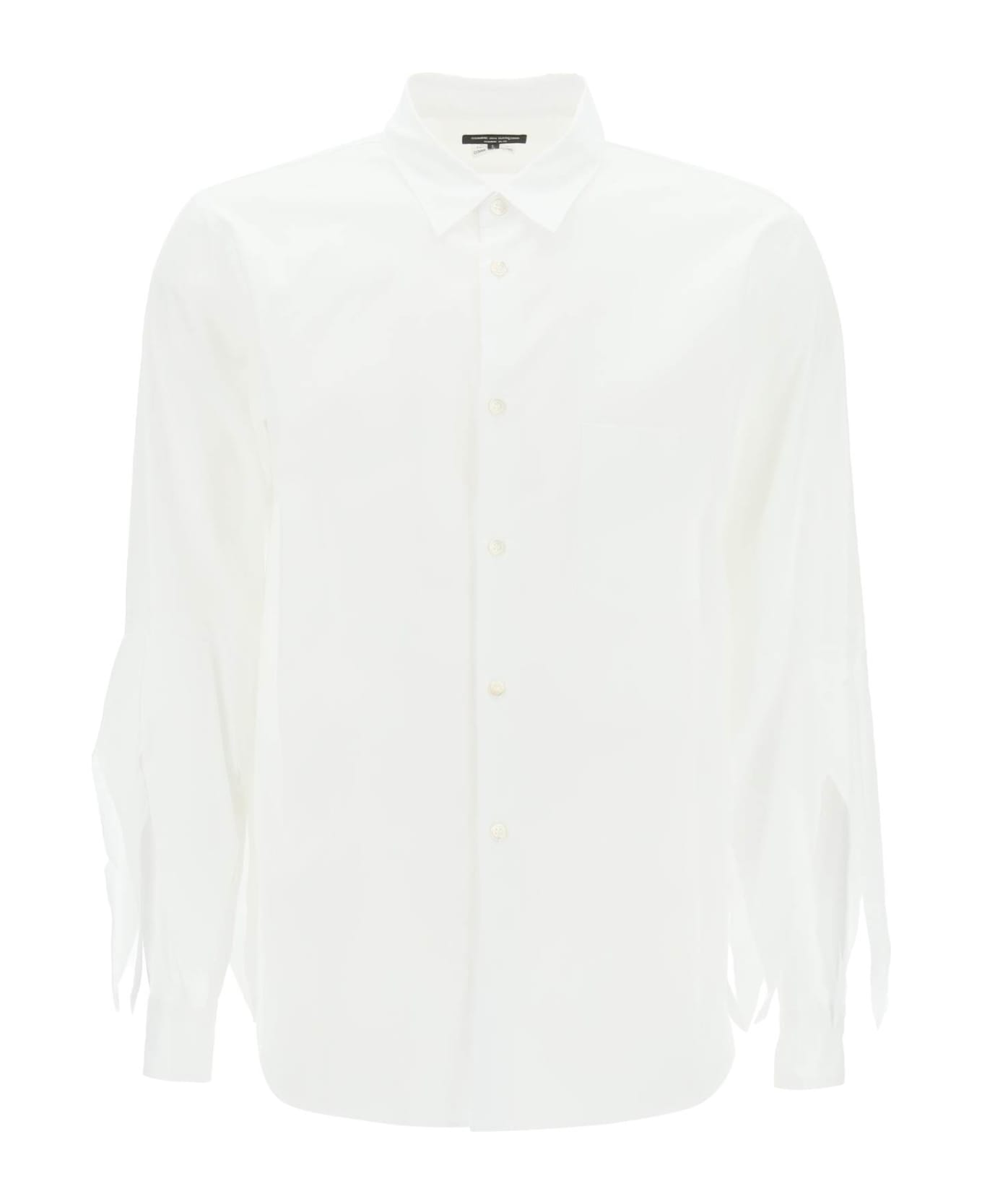 Comme Des Garçons Homme Plus Spiked Frayed-sleeved Shirt - WHITE (White)