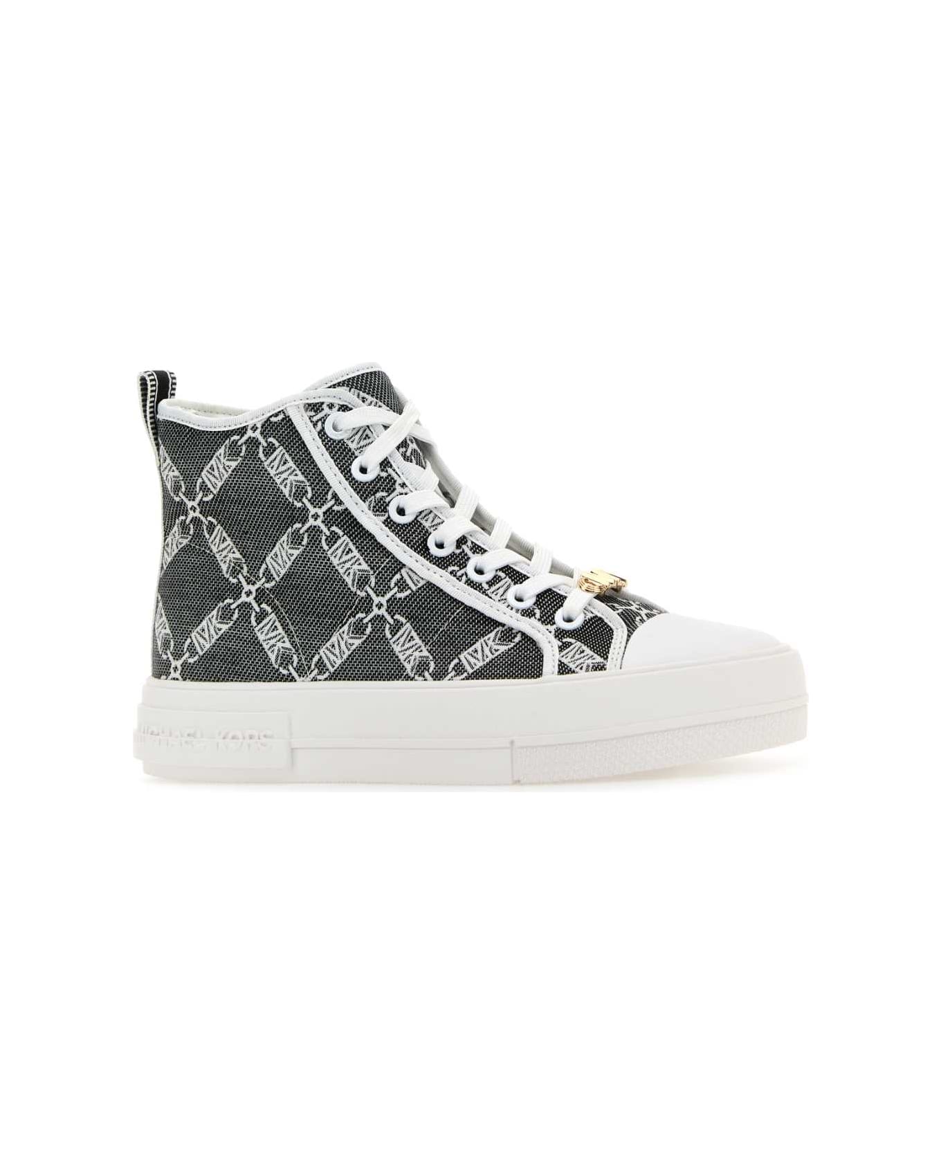 Michael Kors Embroidered Canvas Sneakers - BLKOPTICWHT