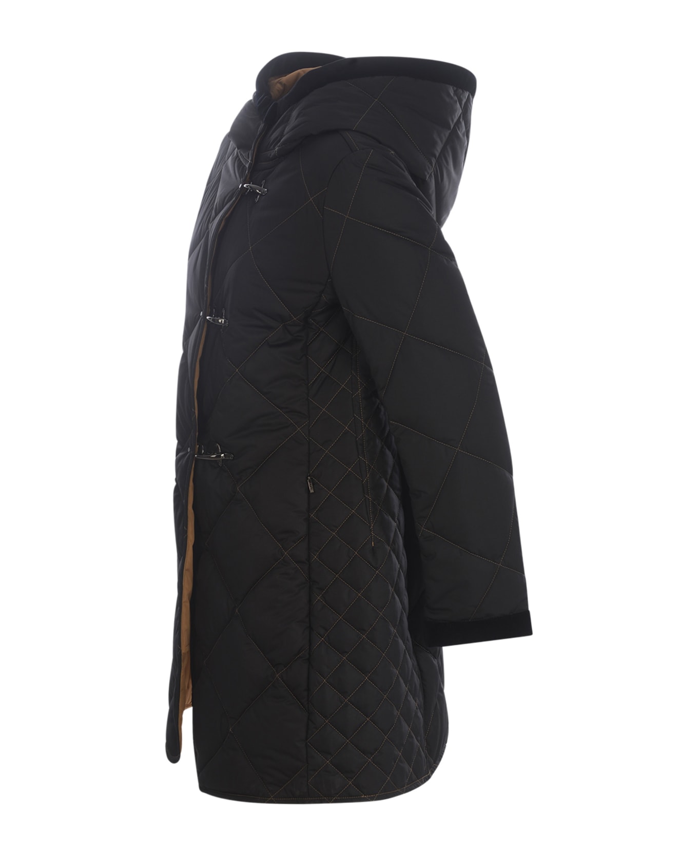 Fay Quilted Coat Fay "virginia" Made Of Technical Fabric - Nero
