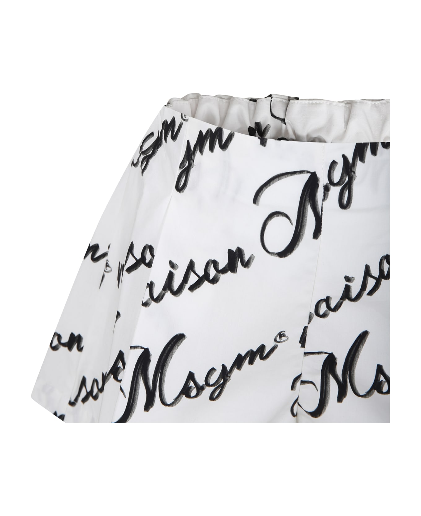 MSGM White Shorts For Girl With Logo - White