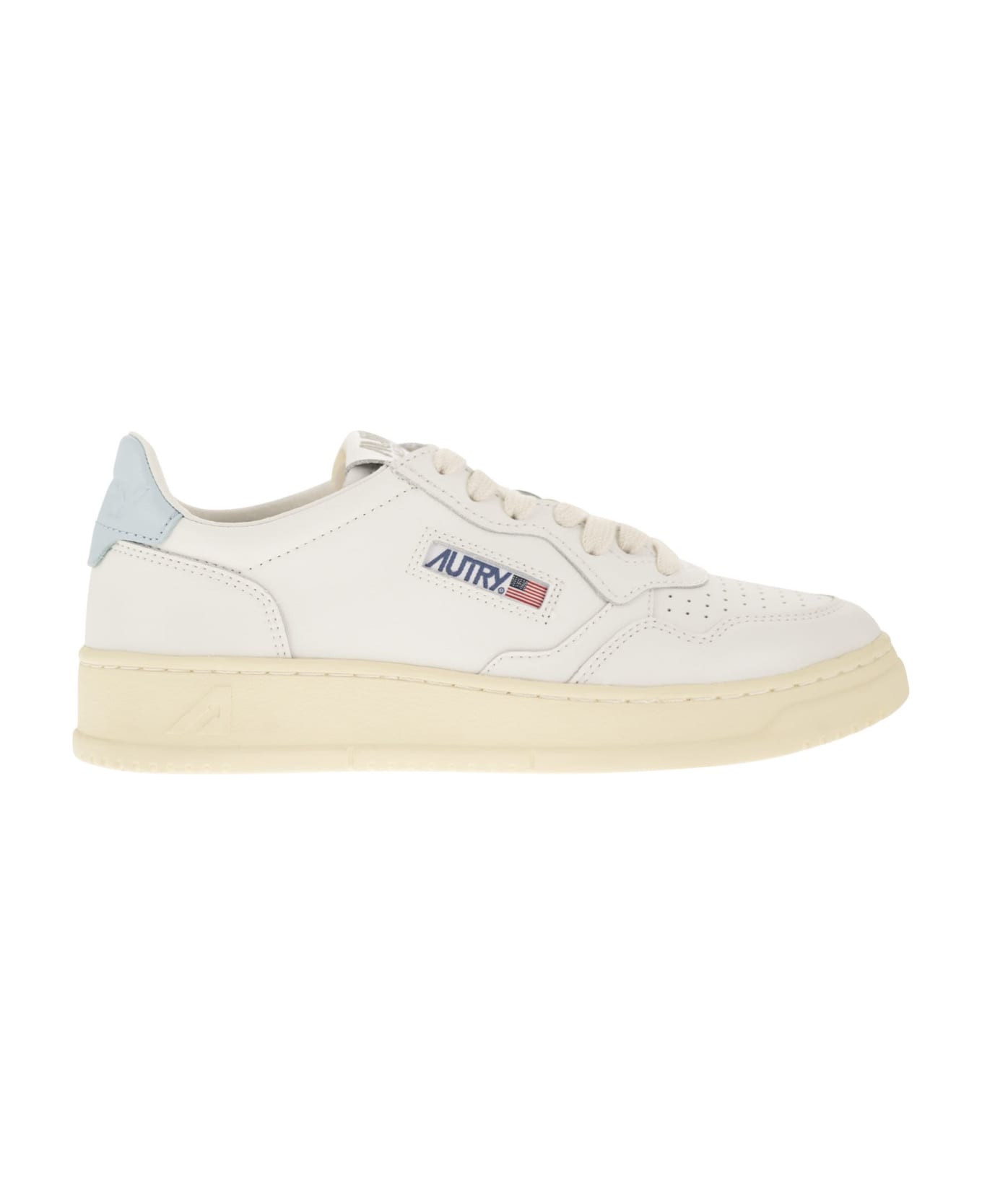 Autry Medalist Low - Leather Sneakers - Wht/str blue