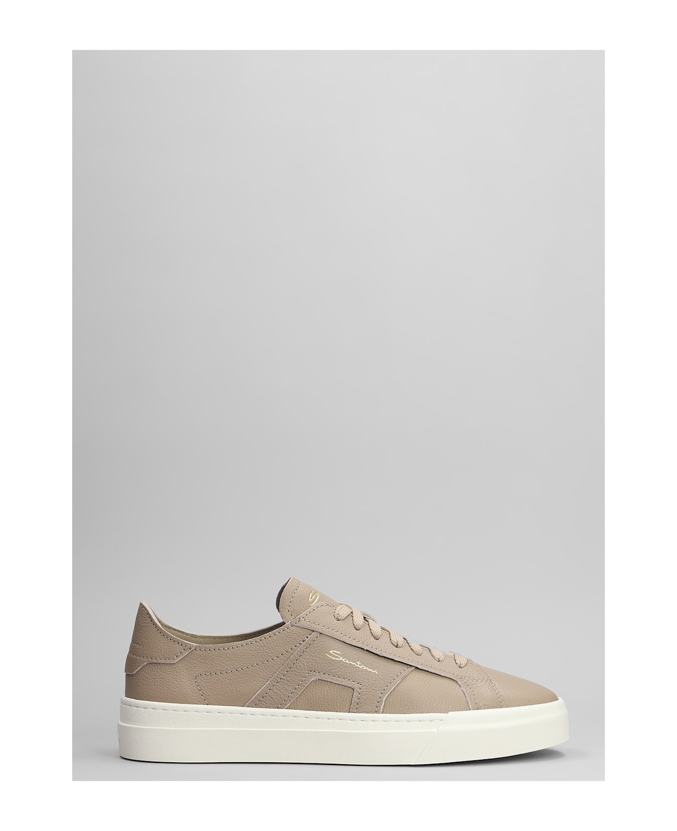 Santoni Dbs Sneakers In Taupe Leather - taupe