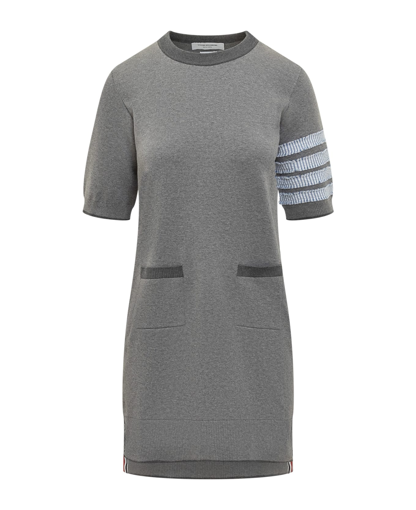 Thom Browne Cotton Dress With 4bar Logo - LT GREY