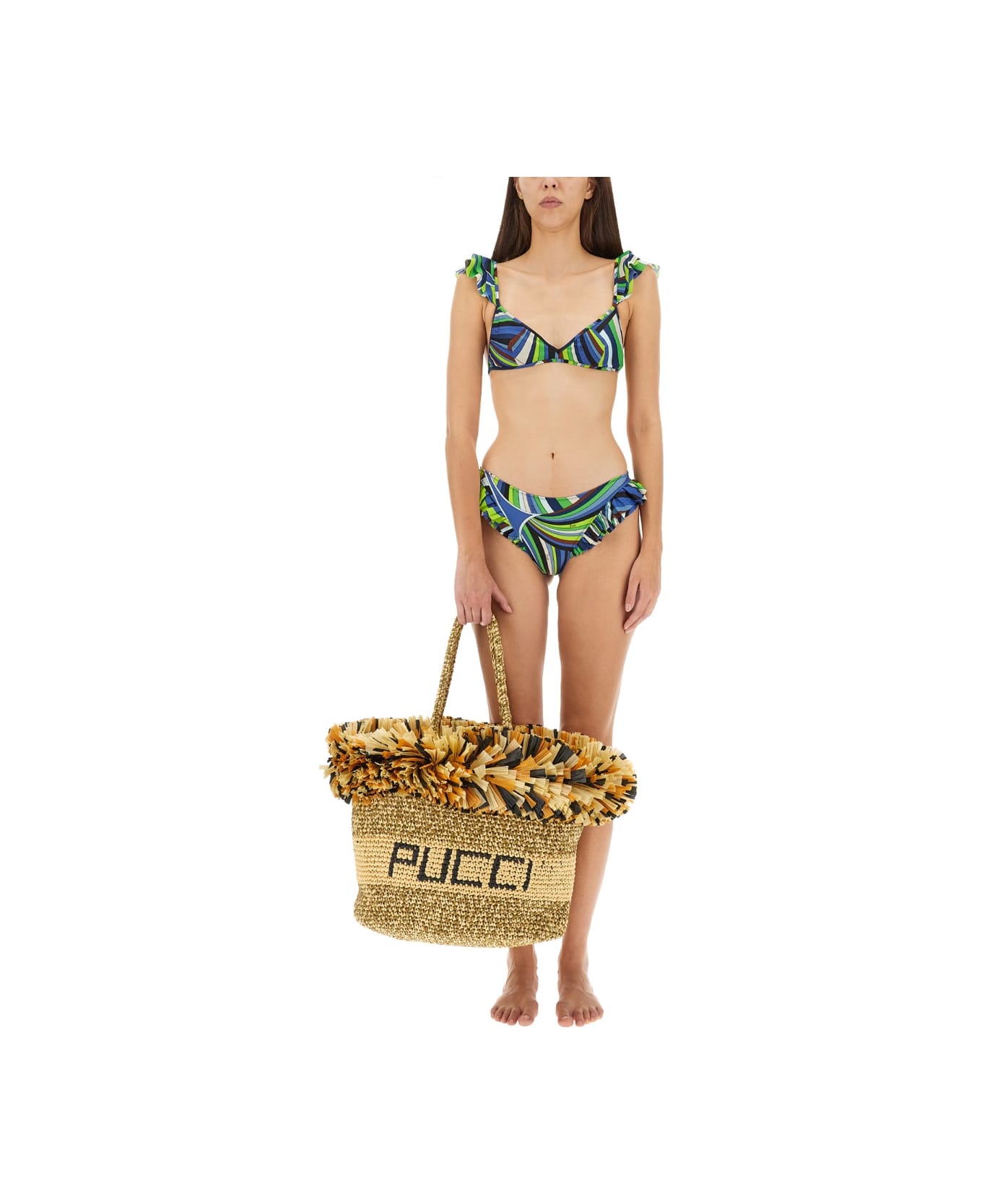 Pucci Logo Bikini Top - MULTICOLOUR