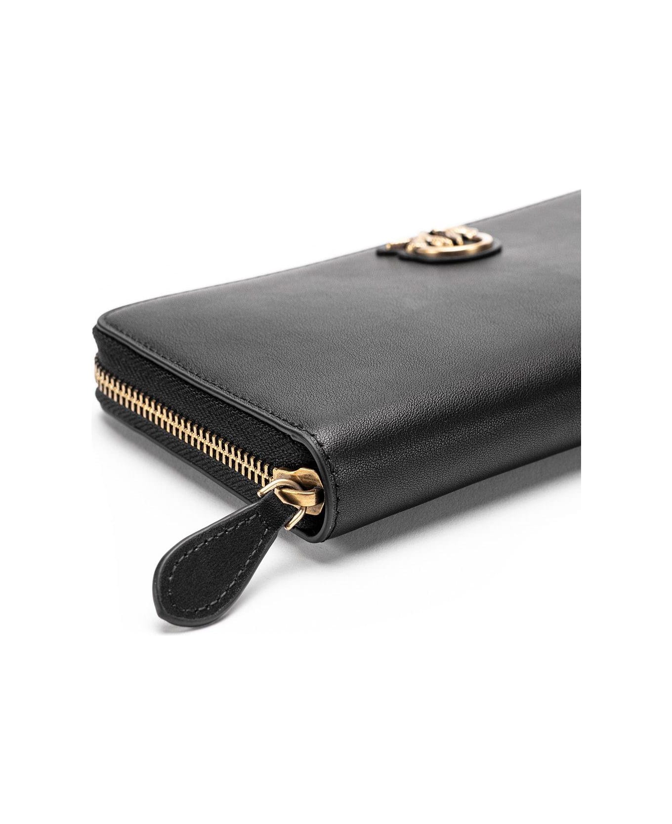 Pinko Ryder Leather Zip Around Wallet - Black